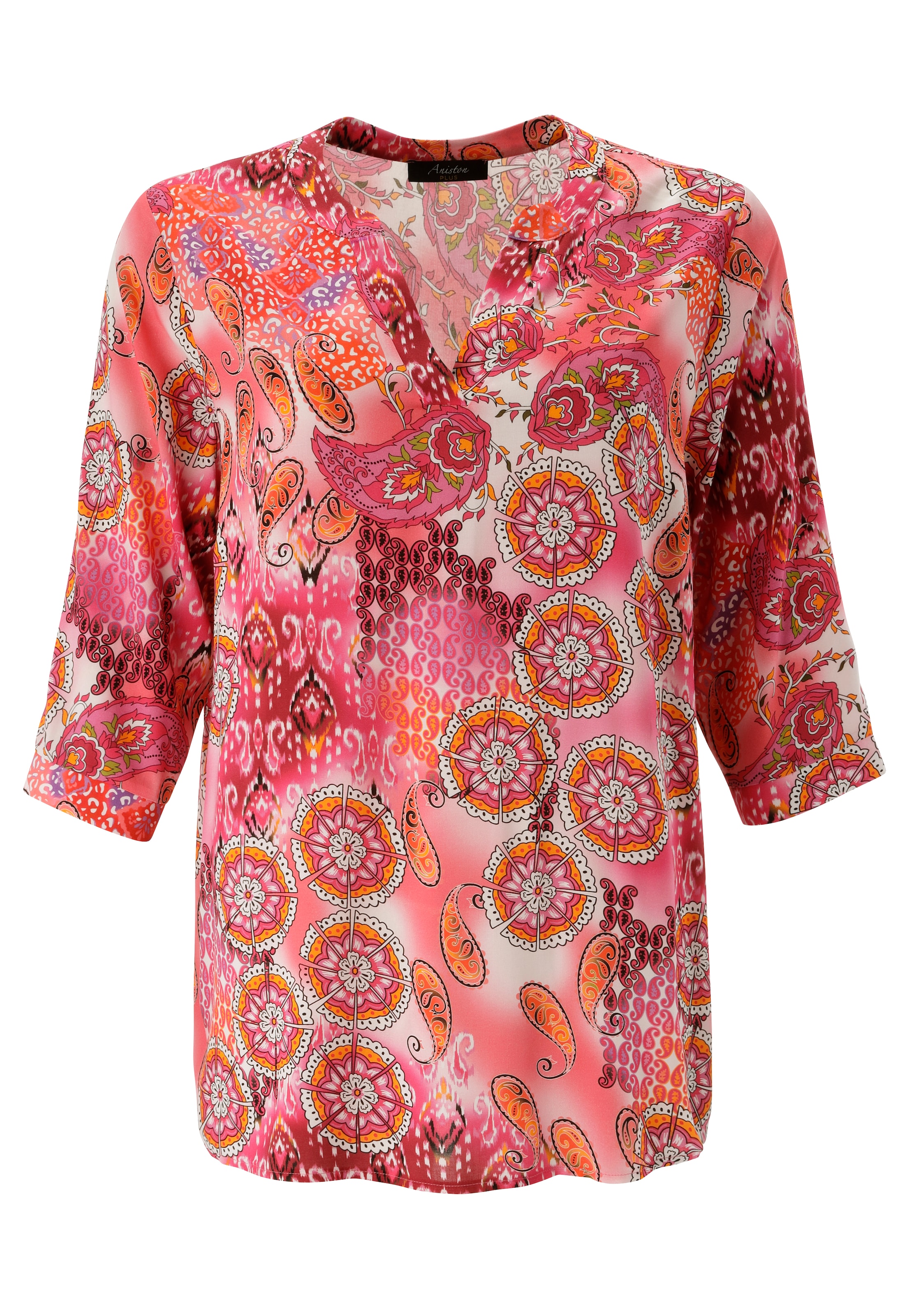 Aniston PLUS Blouse à enfiler mit extravaganten farbenfrohes Blumen-Paileydessin - NEUE KOLLEKTION