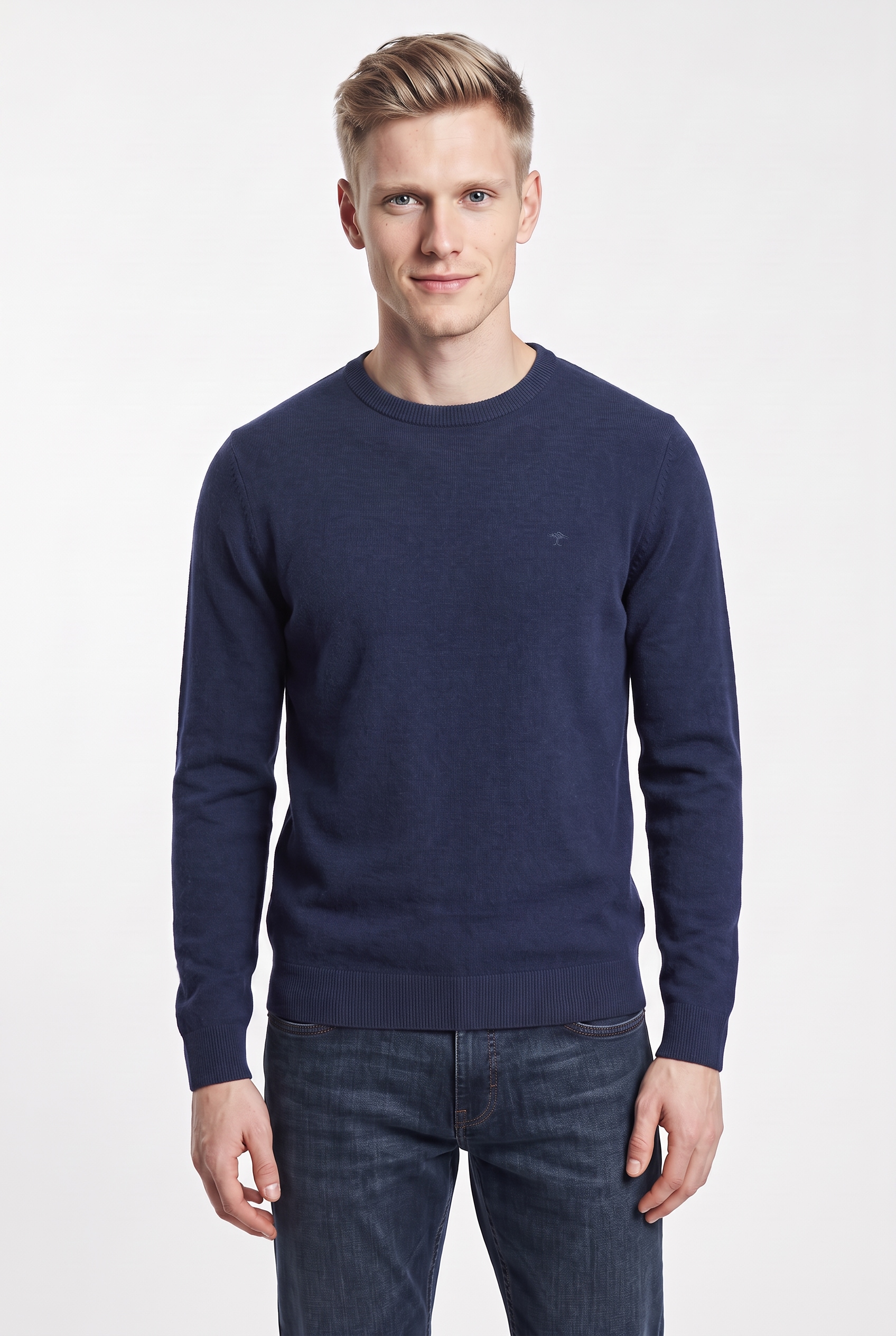 FYNCH-HATTON Pull en tricot avec une teneur élevée en cachemire, col rond, coupe décontractée