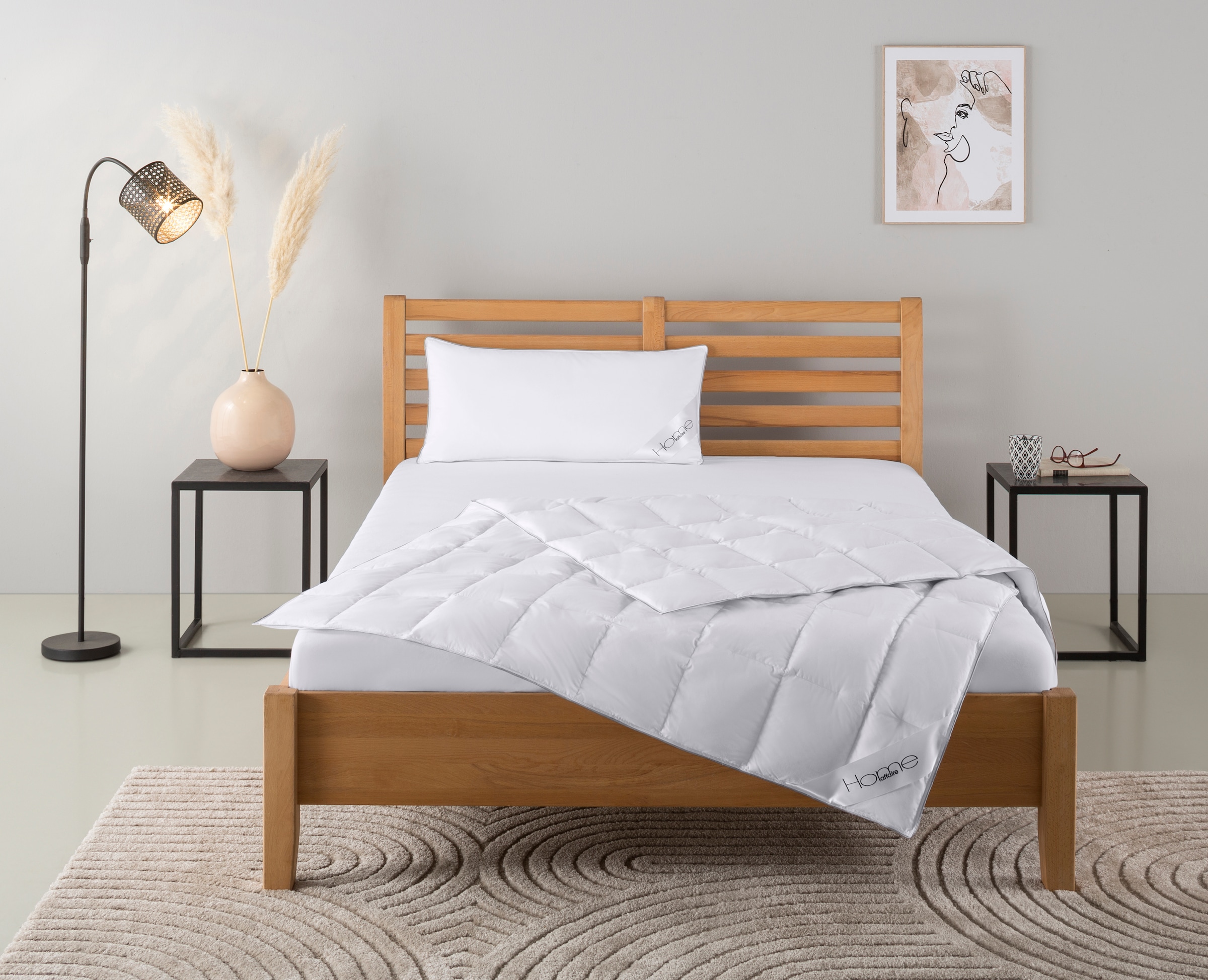 GOODproduct Couette en duvet + oreiller »Moulle, Bettdecke in 135x200 cm, 155x220 cm, 2-tlg.« Set mit Kissen 40x80 cm, 80x80 cm, Sommer, Winter, Made in Germany