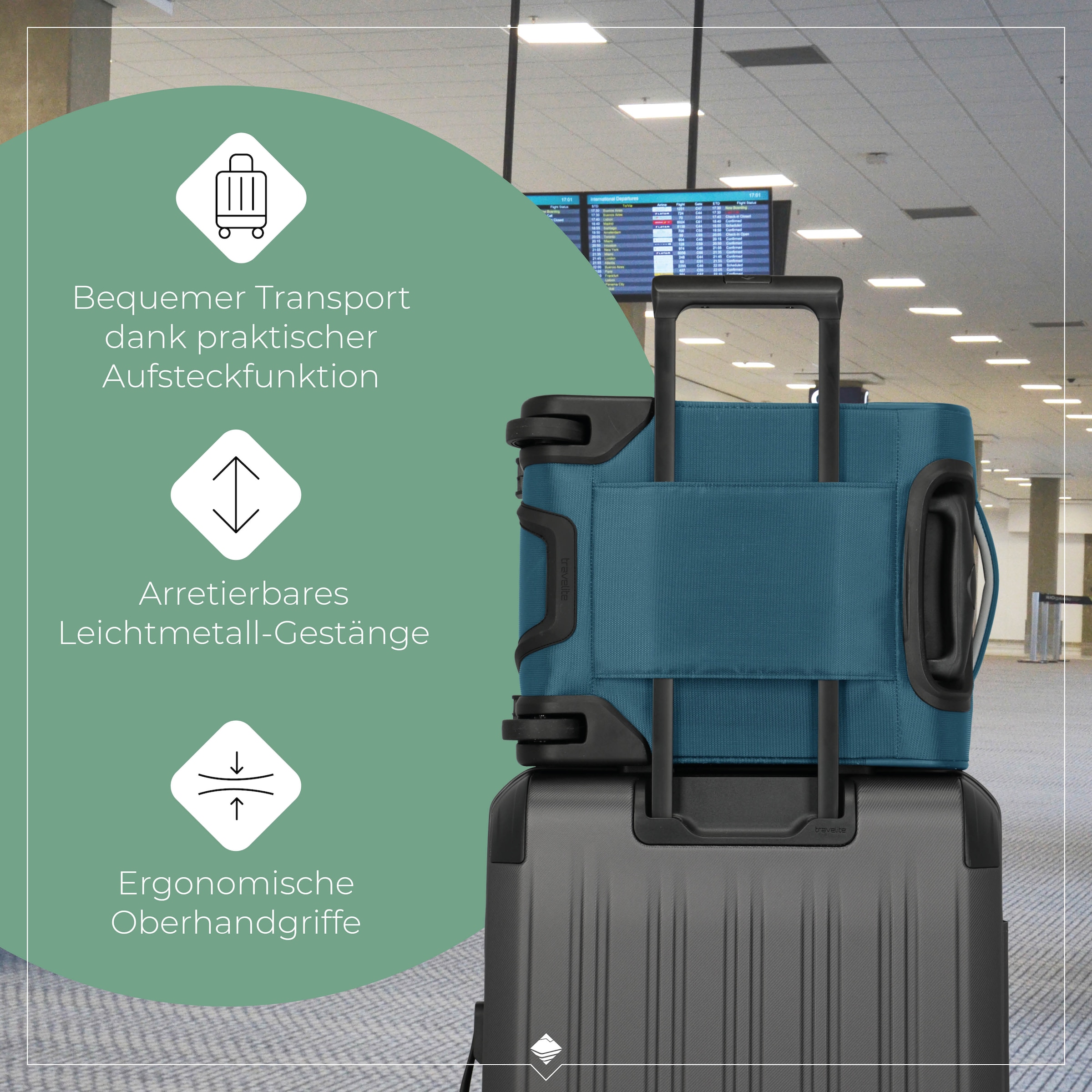 travelite Handgepäck-Trolley »JETPACK Wings 2 Cabin Handgepäck Koffer« 25 l 2 Rollen Weichgepäck, passend für Eurowings und viele gängige Airlines