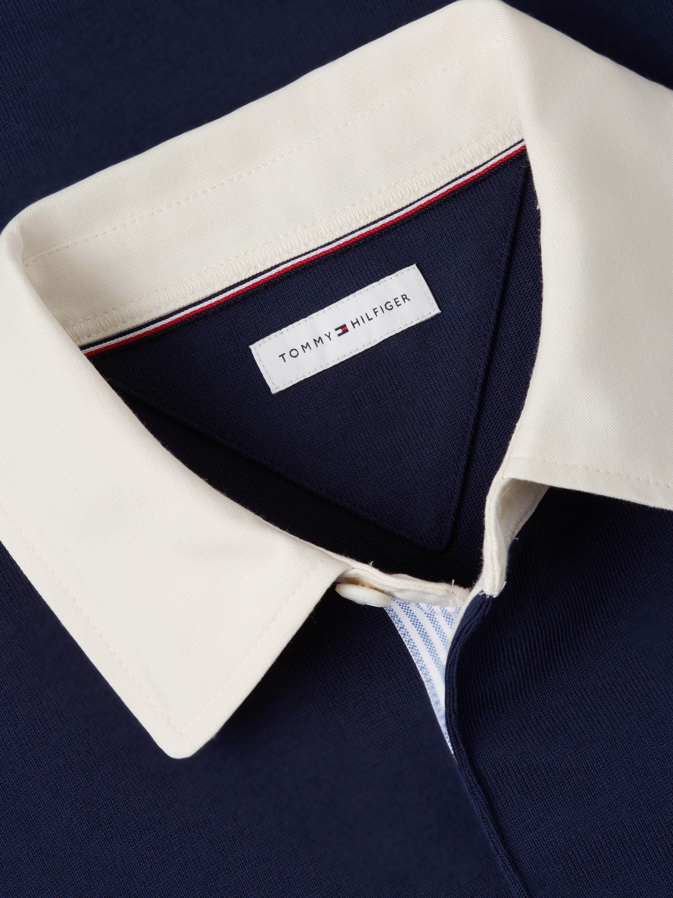 Tommy Hilfiger Big & Tall Rugbyshirt »BT-ESSENTIAL SOLID RUGBY« Grosse Grössen, kontrastfarbener Kragen