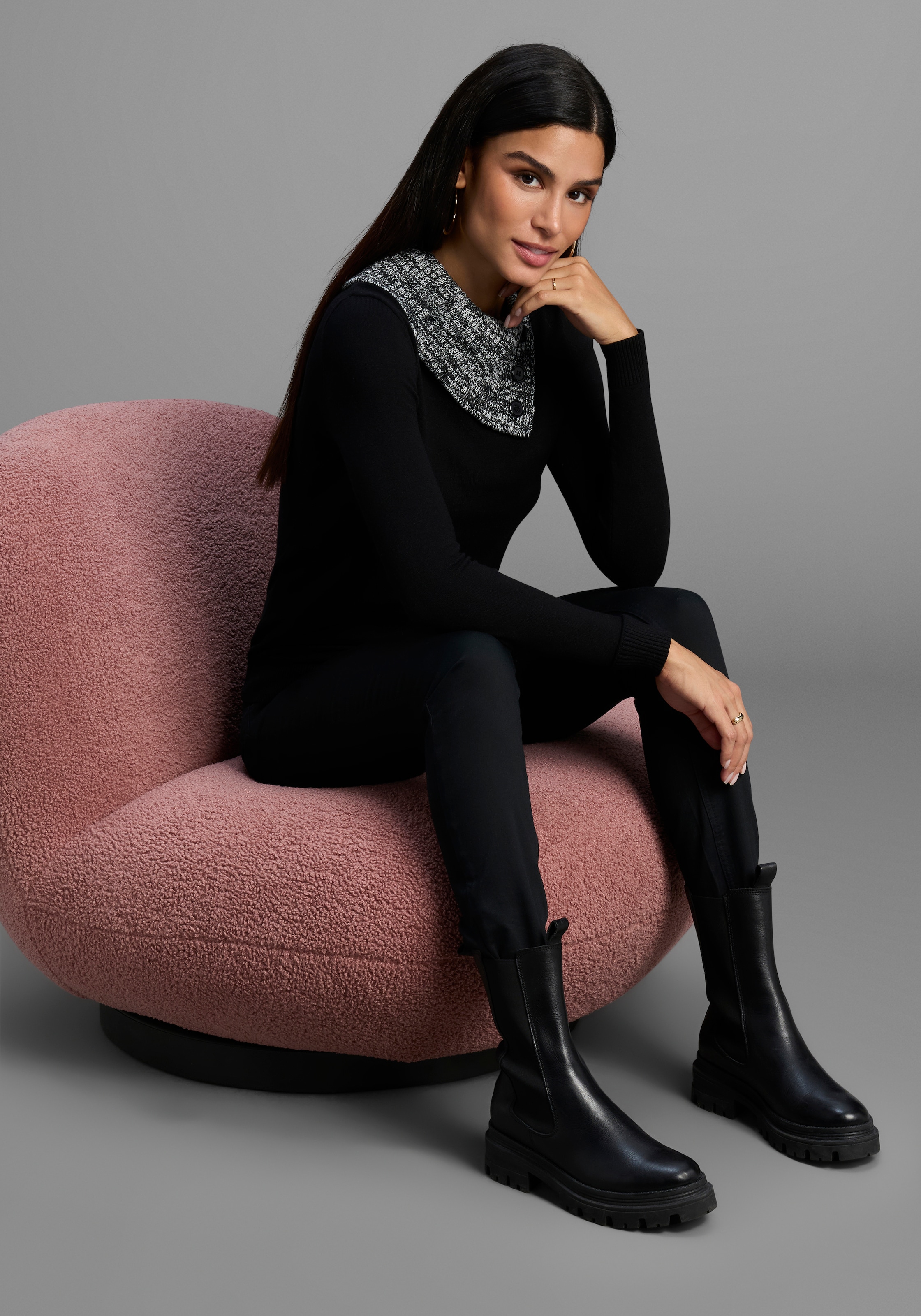 Bruno Banani Strickpullover mit offenem Rollkragen - NEUE KOLLEKTION