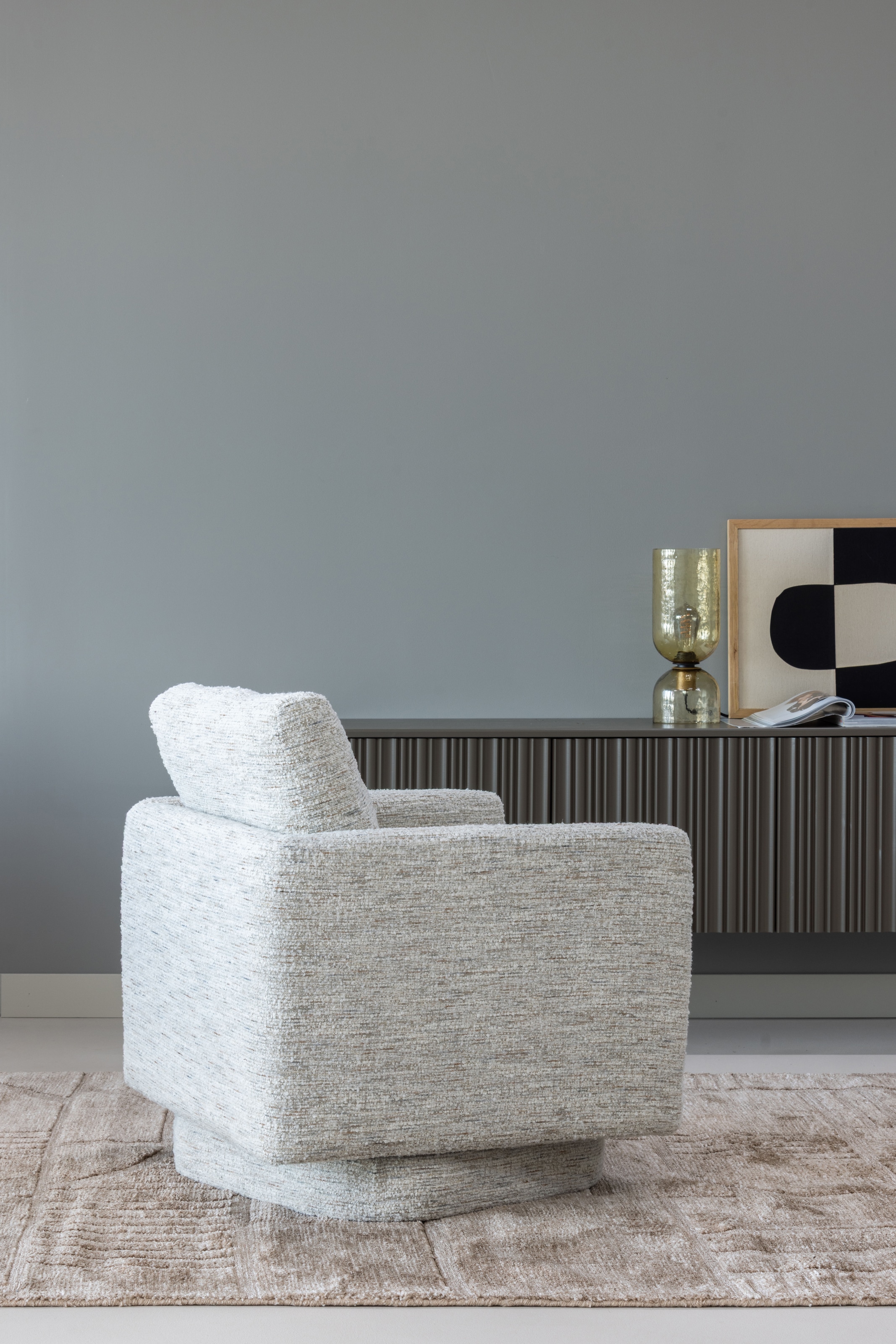 WOOOD Fauteuil pivotant »Oska mit Sizz-Melange-Bezug und Drehmechanismus B 78 x T 79 x H 64 cm« Haute résistance à l'usure, capacité de charge 130 kg, accoudoirs intégrés