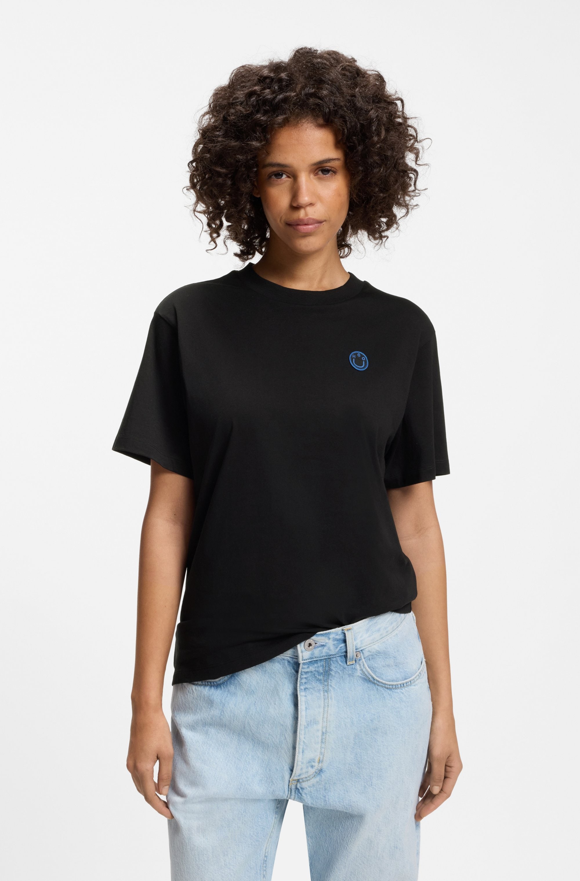 HUGO Blue T-shirt »Vintage Tee« mit Logo-Badge