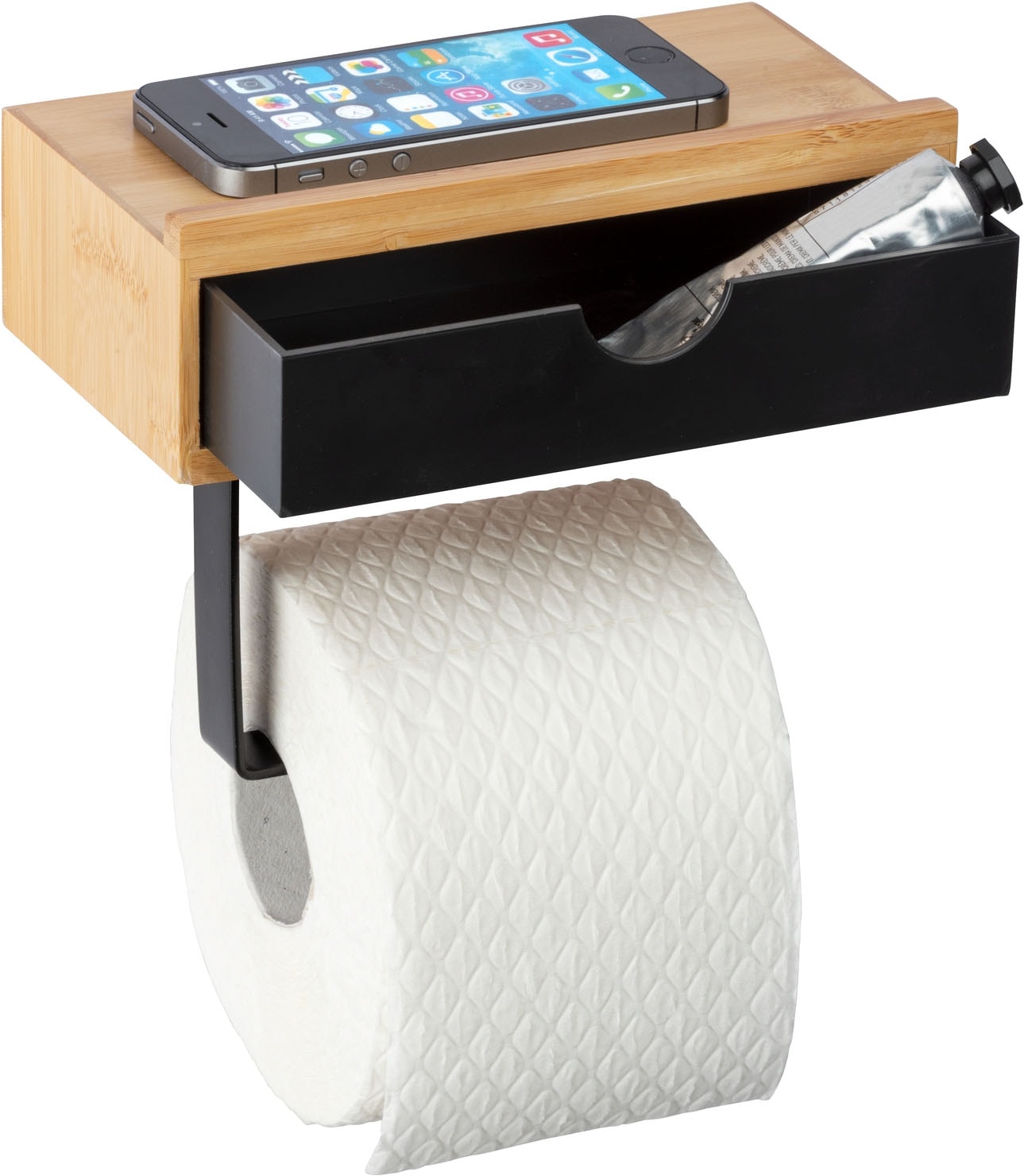 WENKO Support de papier toilette »Bambusa« avec tiroir, en bambou