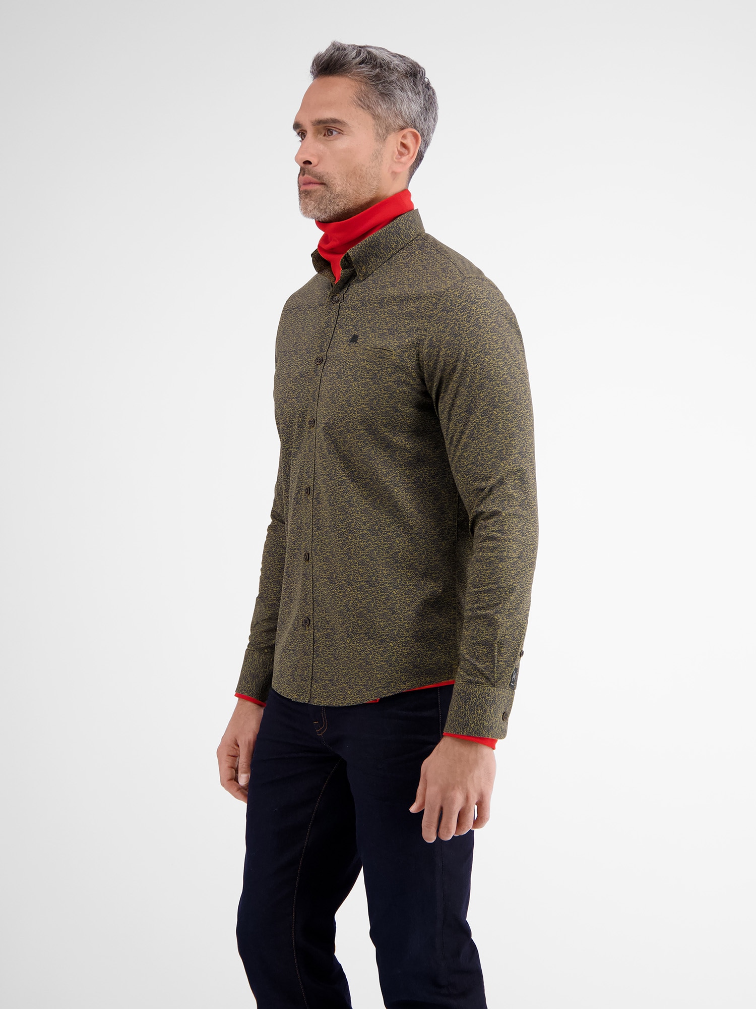 LERROS Langarmhemd »LERROS Poplinhemd mit Alloverprint«