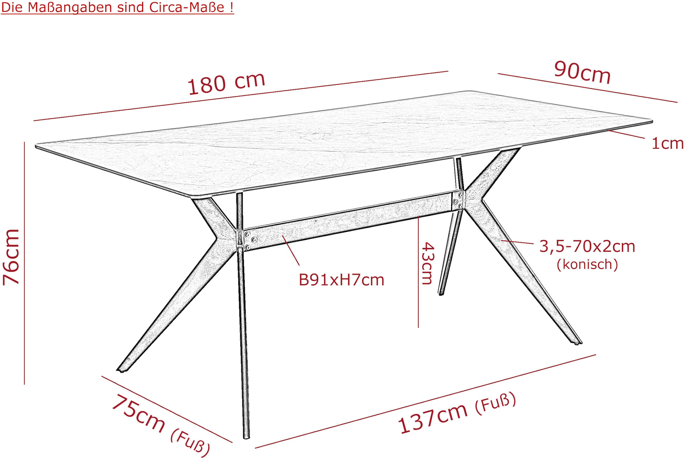 HELA Ensemble de salle à manger »ISAR« Set, 5 tlg. 5tlg., Marmoroptik (glänzend), Schwingstuhl, Federkorb