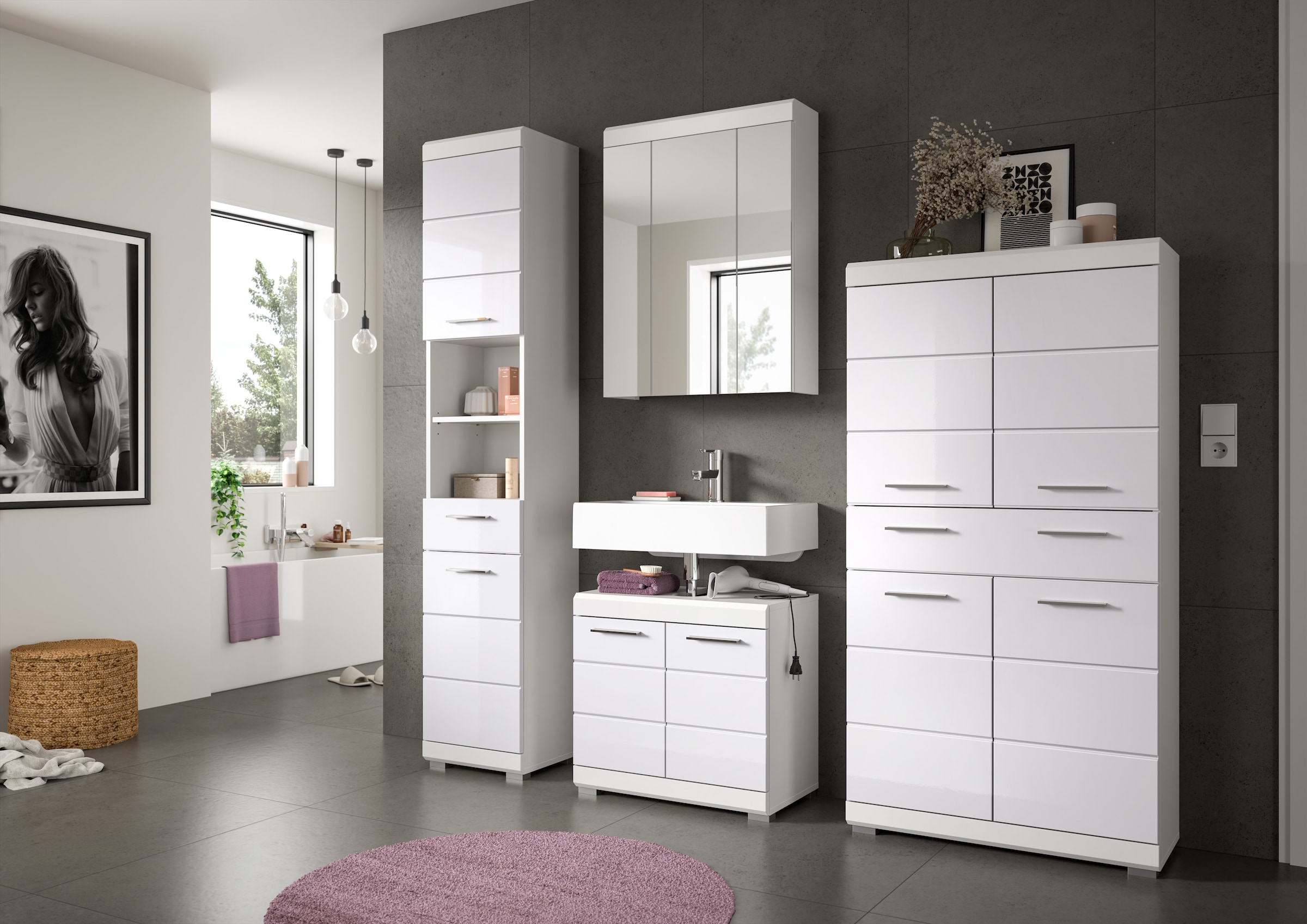 welltime Badmöbel-Set »Siena, 4 teilig, bestehend aus:« Set, TOPSELLER!, 4 Stk. tlg.