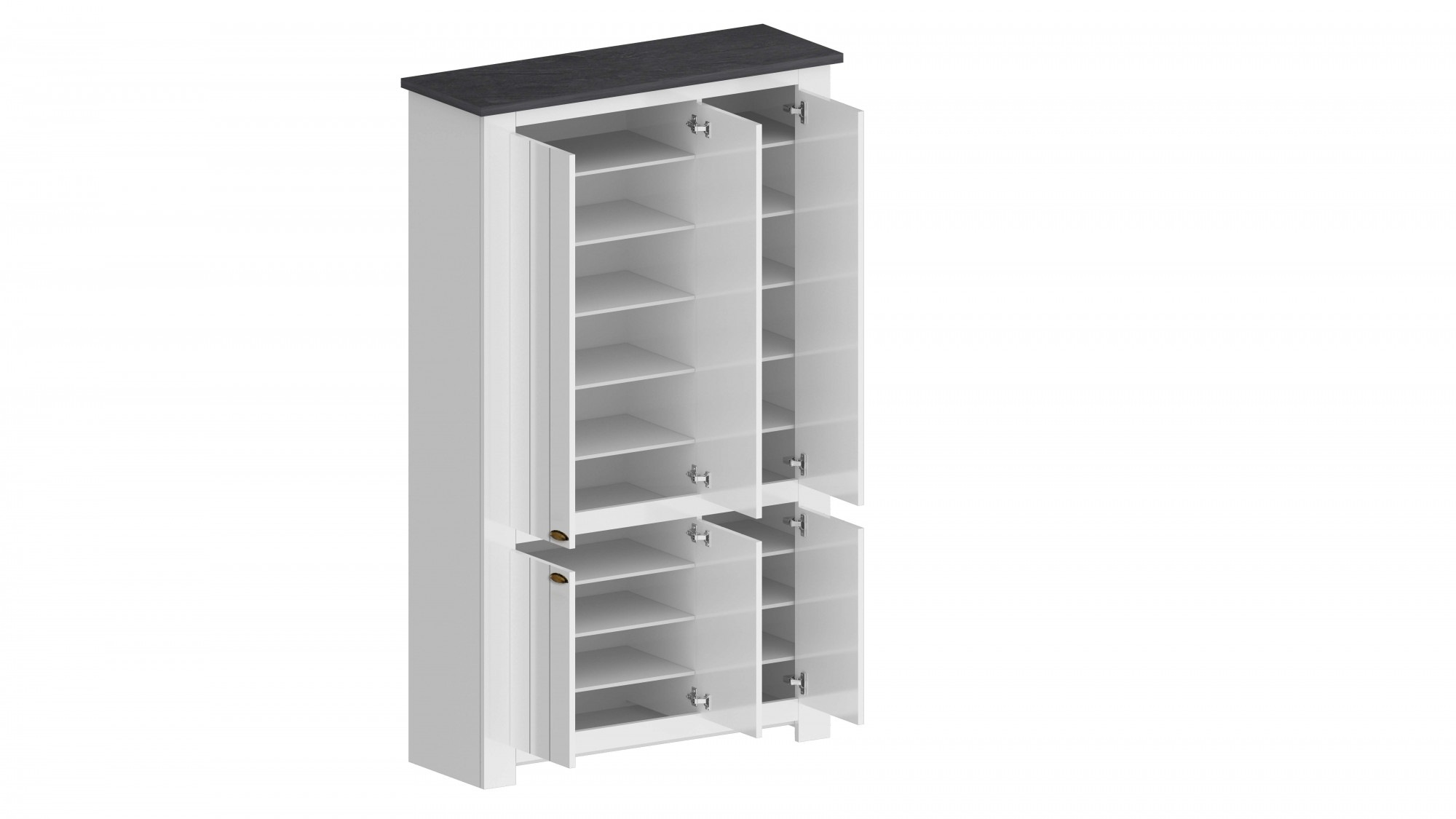 Home affaire Schuhschrank »FIGO, Made in Italy – Schuhkommode,Schuhregal für ca. 60 Paar Schuhe« 1 Stk. tlg. 6-Türig, Siebdruck-dekorative Fräsungen, 20 Fächer, Höhe: 60 cm