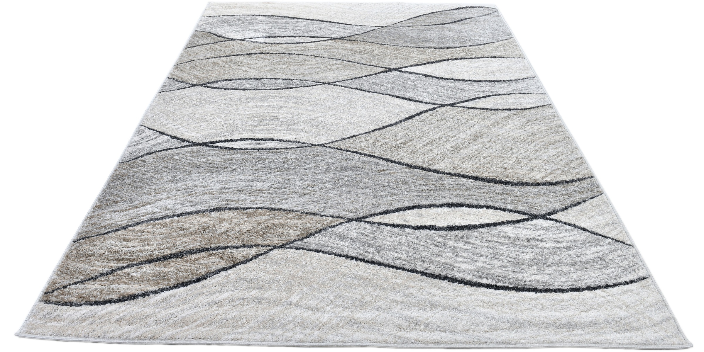 my home Teppich »Esmea« rechteckig 9 mm Höhe modernes Wellen Muster, pflegeleicht, Wohnzimmer, Schlafzimmer