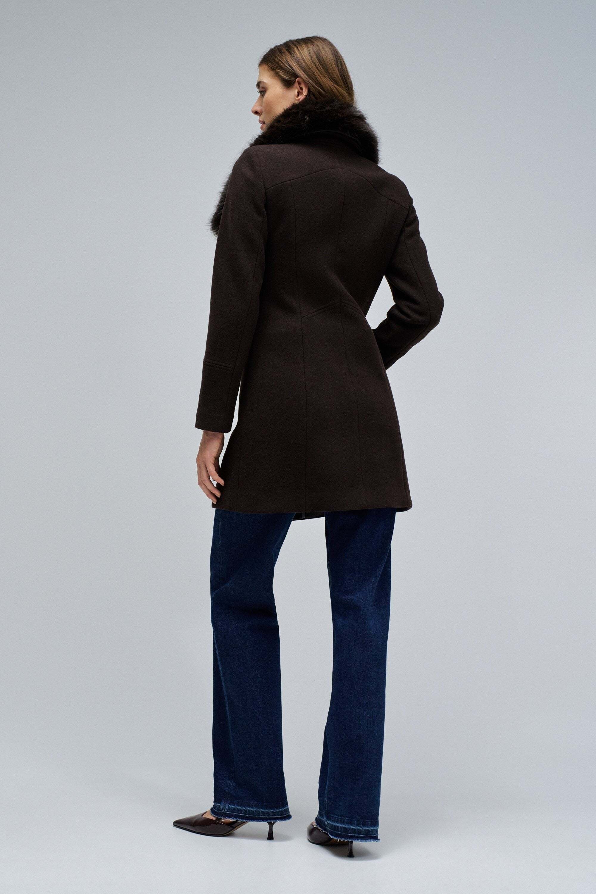 Salsa Veste en laine »Salsa Jeans Wollmantel Wool Coat With Fur Collar«