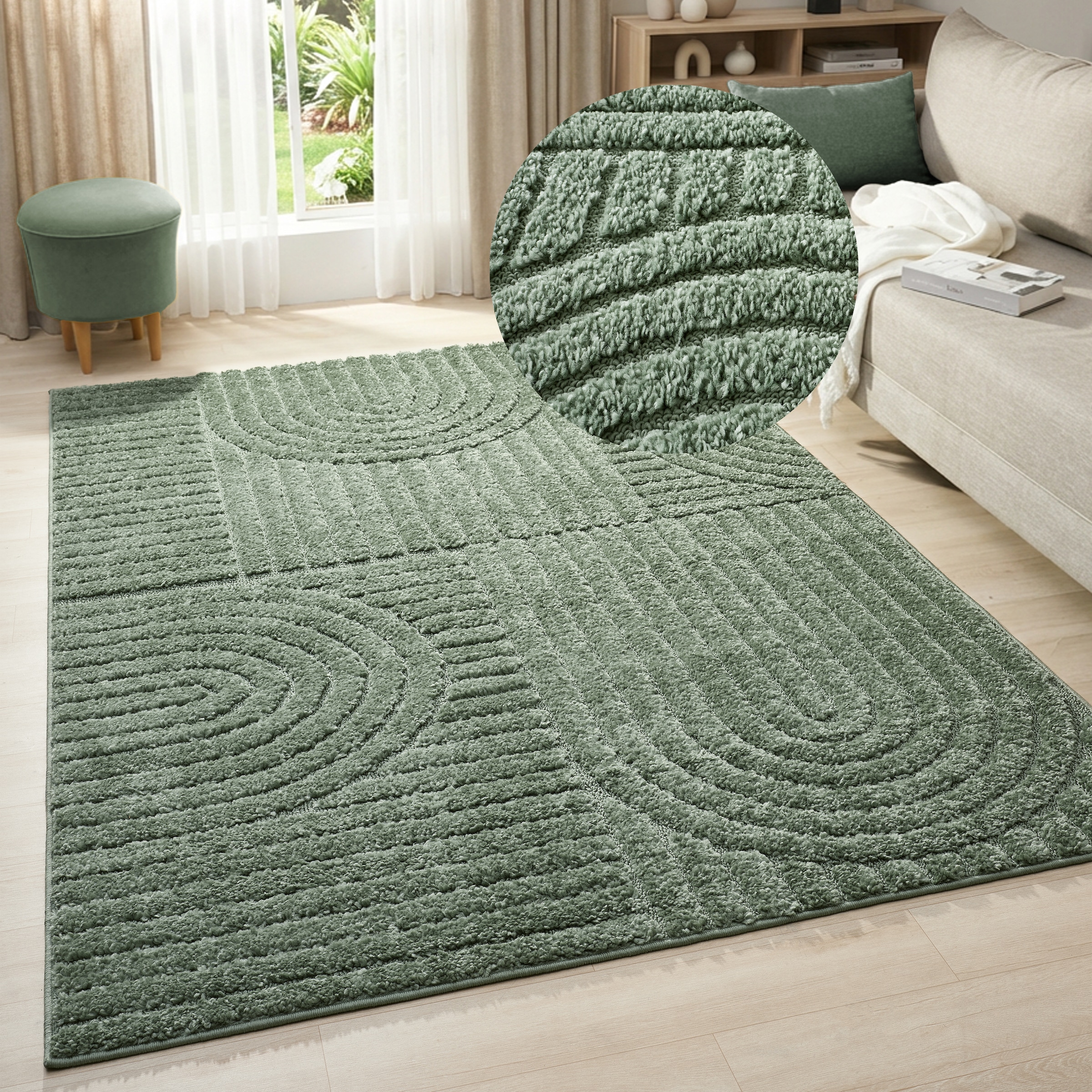GOODproduct Tapis »Jonne, Boho-Design, Scandi, Designteppich« Rectangulaire 20 mm Höhe Hoch-Tief, 3D Optik, skandinavischer Stil, Wohnzimmer, Schlafzimmer