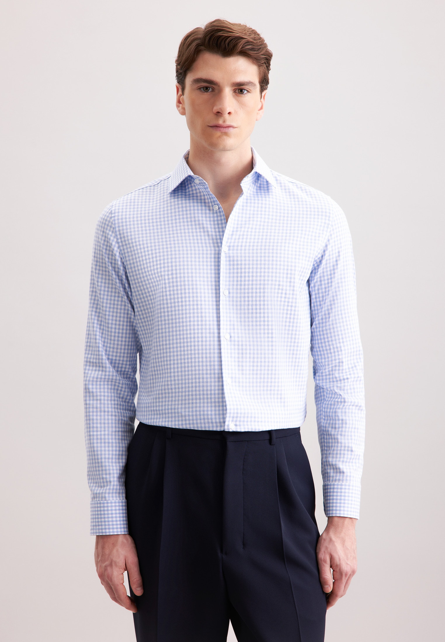 seidensticker Flanellhemd »Schwarze Rose« Slim 1/1 Kentkragen Karo