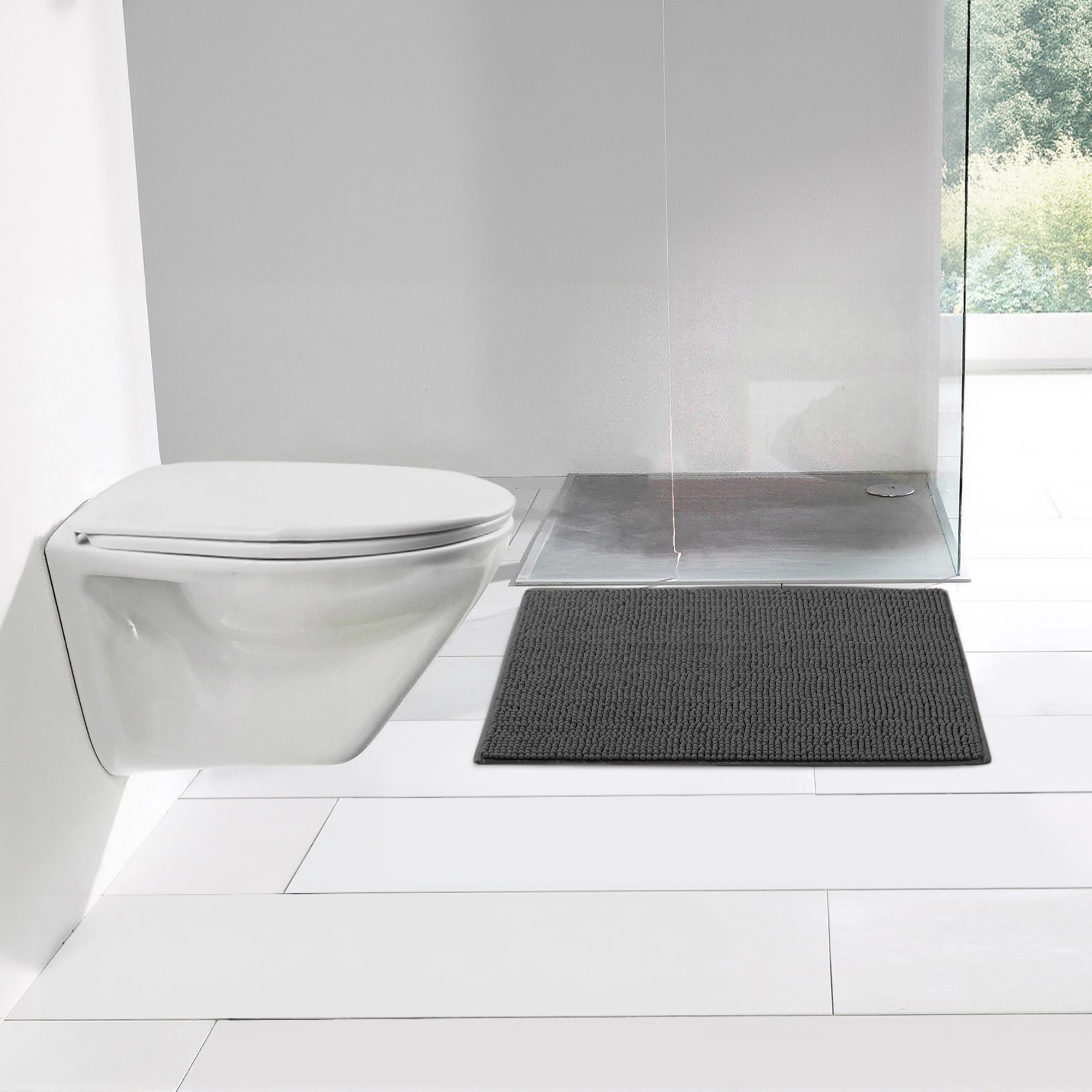 my home Badematte »Vanessa Chenille, Badvorleger, Badezimmer Teppich, Duschvorleger« Höhe 15 mm fussbodenheizungsgeeignet | schnell trocknend | strapazierfähig Uni Farben, besonders weich