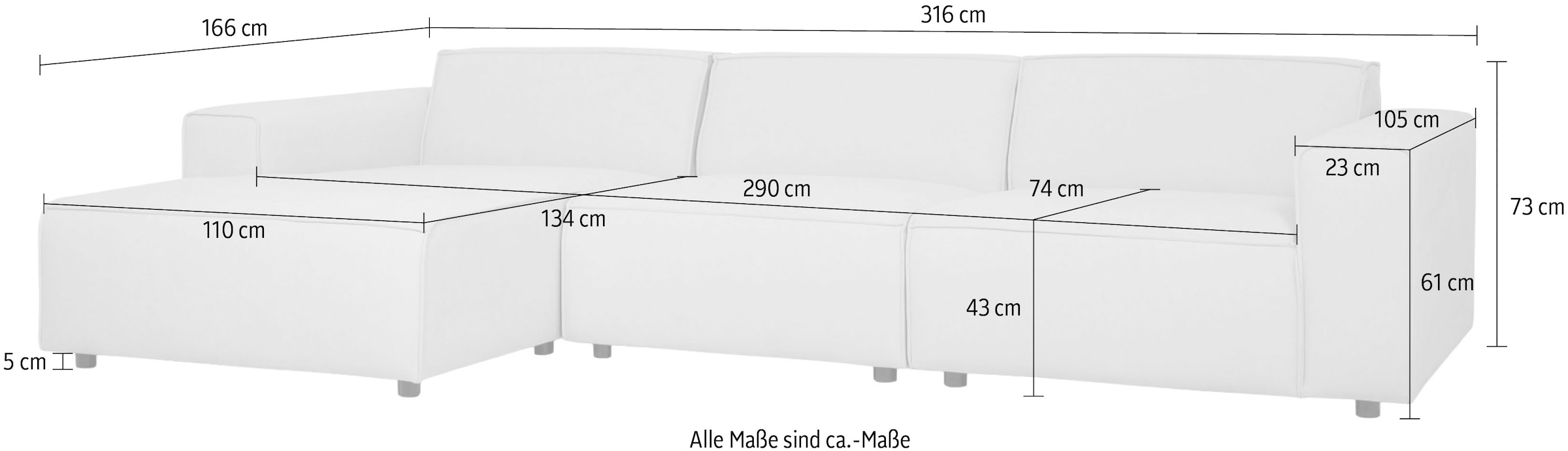 GOODproduct Canapé d'angle »Jorrena, extra weicher Chenille-Stoff« Forme en L, 3 niveaux de confort, largeur 316 cm, avec suspension à ressorts ondulés