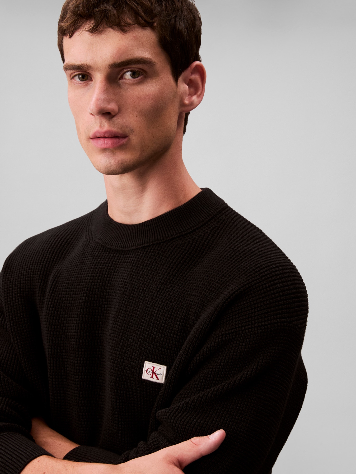 Calvin Klein Jeans Pull à col rond »LS EZ COTTON WAFFLE CRWNK SWTR 9« Rundhalsausschnitt, regular fit