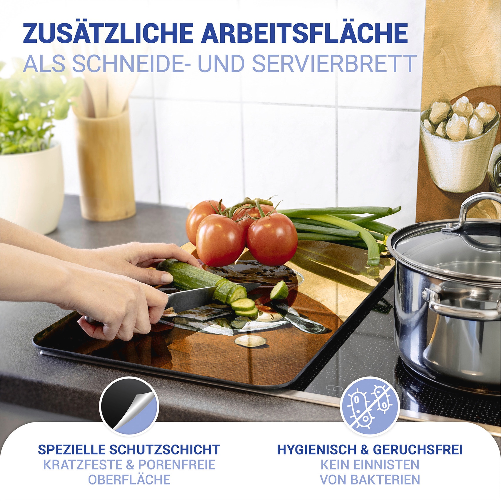 WENKO Herd-Abdeckplatte »Universal Modell Kaffee« Herdabdeckung für alle Herdarten, kratzfest, mit rutschfesten Füssen