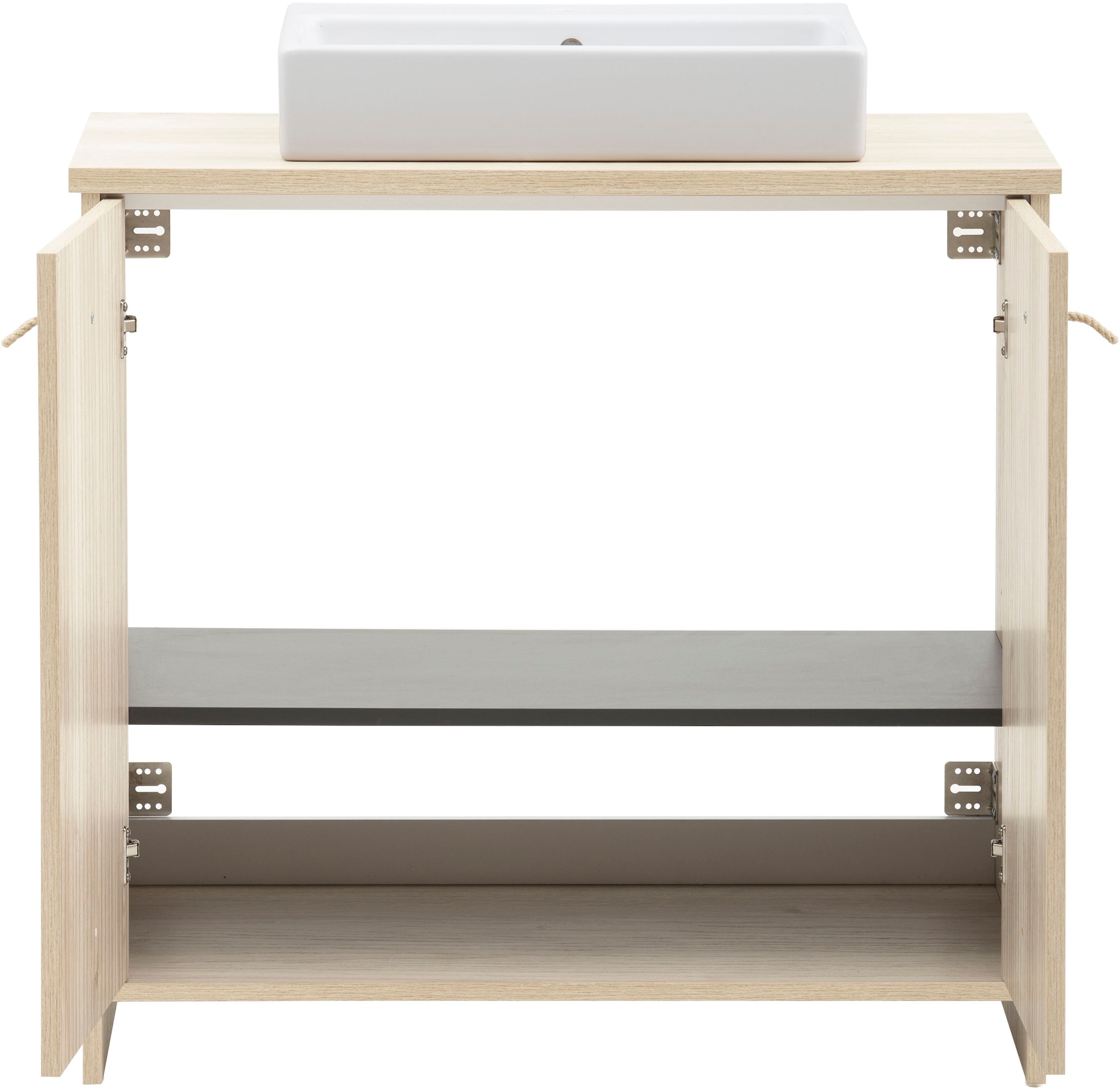 Schildmeyer Table de lavage »SONDERBY, 2 Türen, Breite 83,2 cm, MADE IN GERMANY« 2 cuis tlg. poignées en corde dans un style maritime, FABRIQUÉ EN ALLEMAGNE