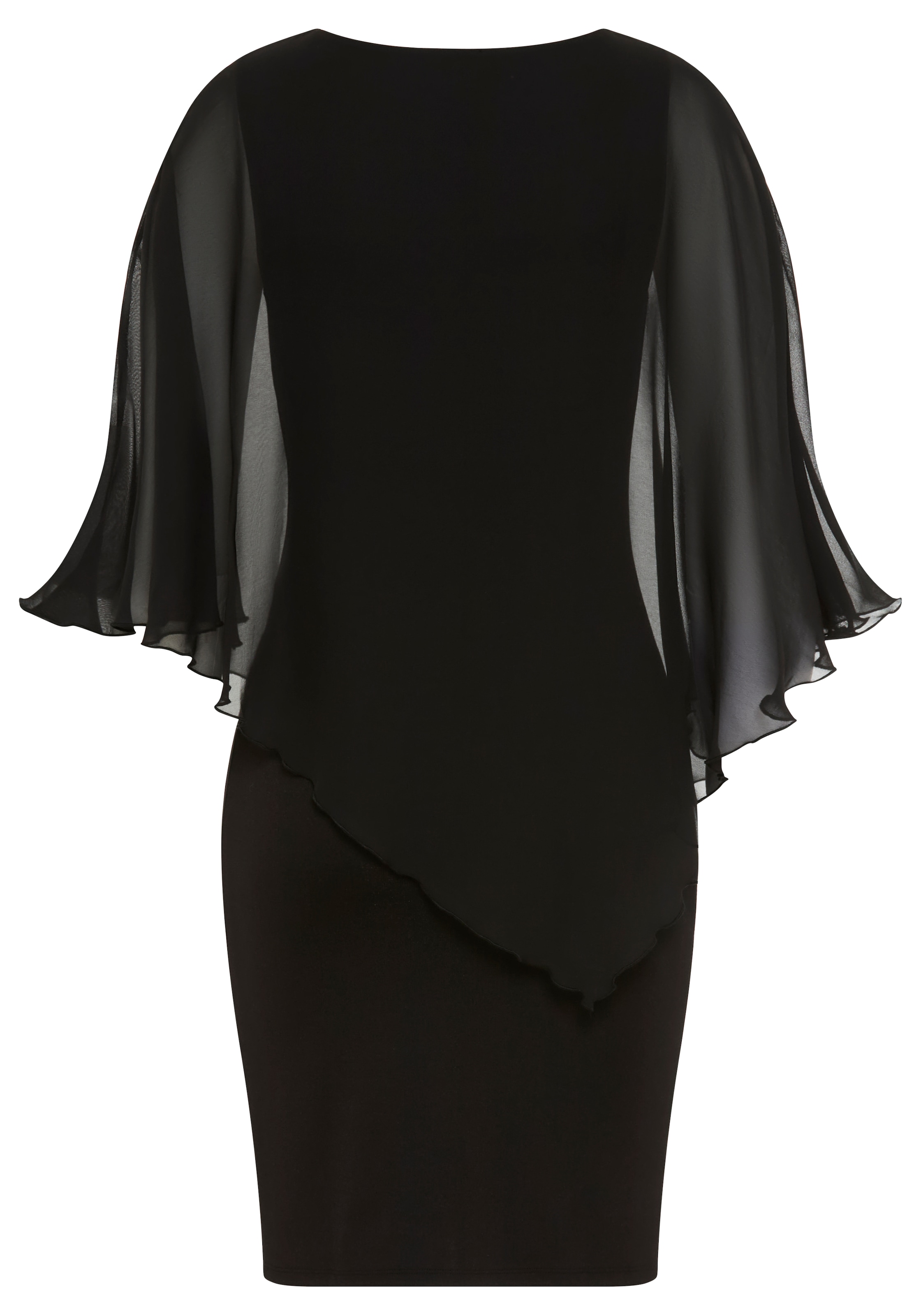 Laura Scott Abendkleid in unifarbener Optik, aus Materialmix mit Milano Rib und Chiffon