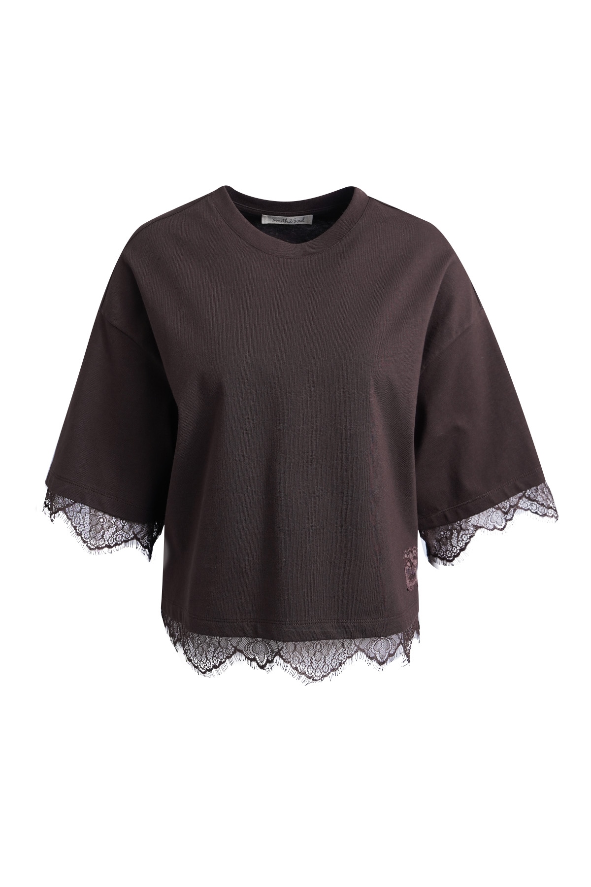 Smith & Soul T-shirt avec détails en dentelle, coupe carrée
