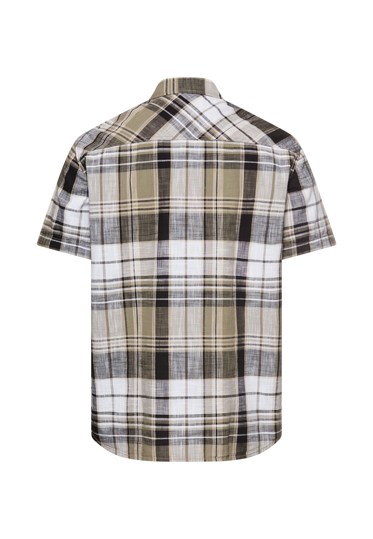 camel active Chemise à manches courtes manches courtes, motif à carreaux, coupe normale, col boutonné