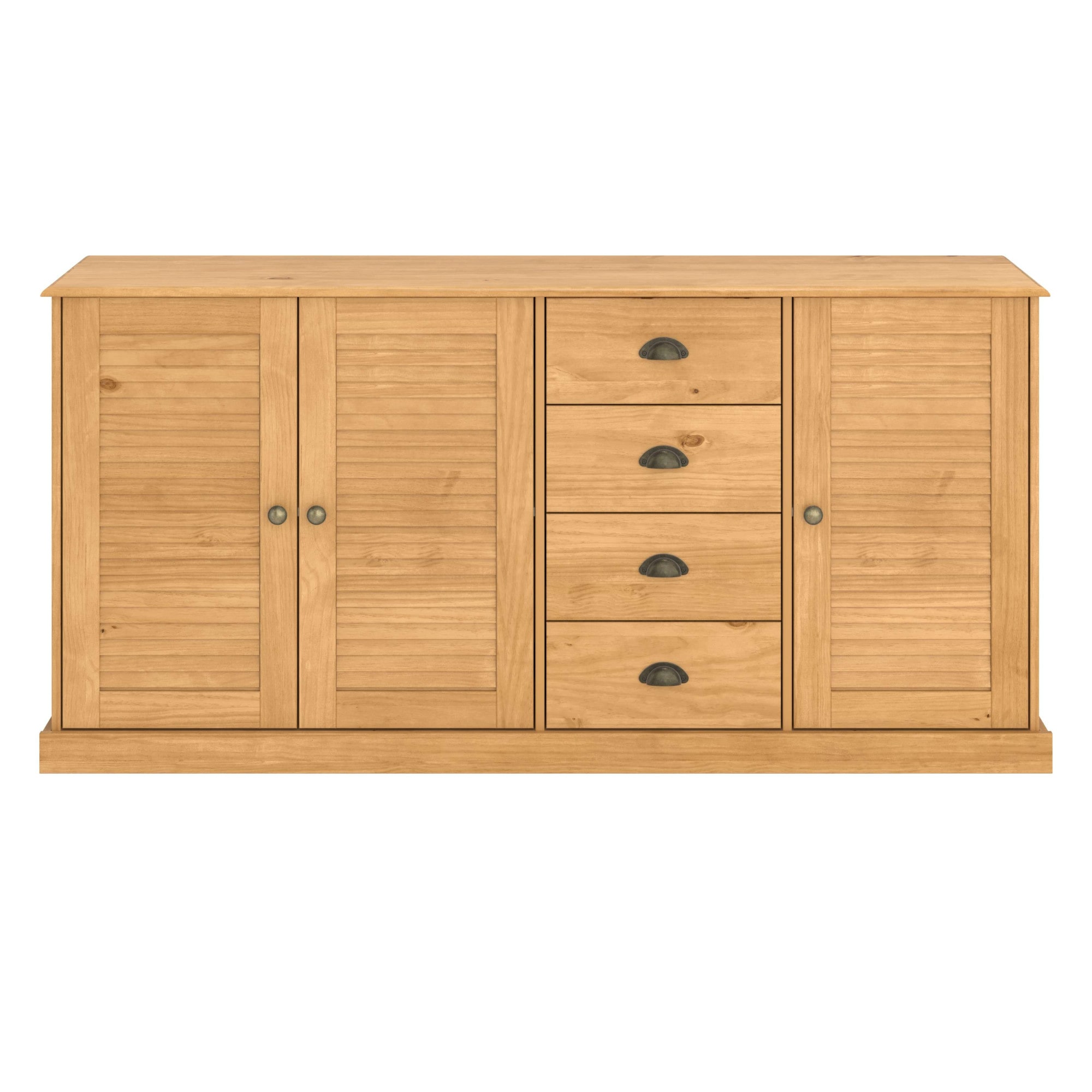 GOODproduct Sideboard »Turia, mit Lamellentüren« Kommode aus massivem Kiefernholz, FSC®, 4 Schubkasten, Breite 166 cm