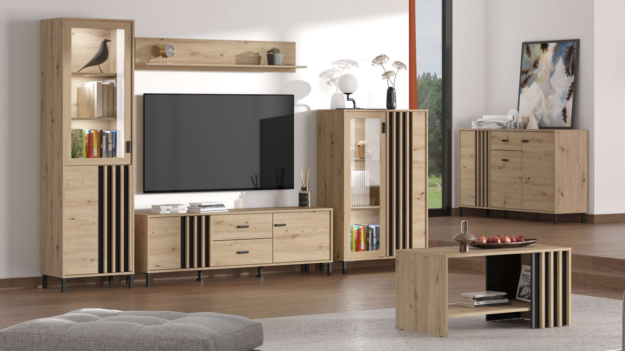 Home affaire Couchtisch »Laval, Wohnzimmertisch, Sofatisch, Beistelltisch, Kaffeetisch« Eleganter Couchtisch mit viel Stauraum, Lamellen-Optik