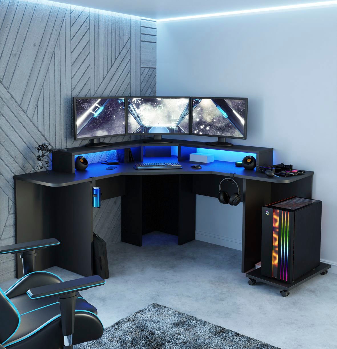 FORTE Gamingtisch »Tezaur« mit RGB-Beleuchtung, Breite 160 cm