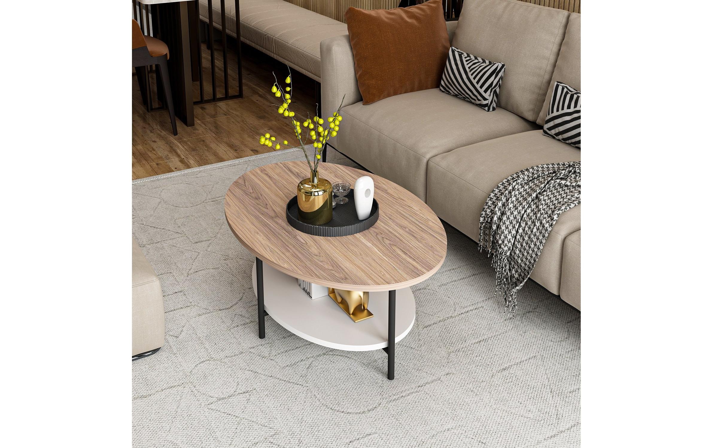 WOODY FASHION Beistelltisch »Elis 90 x 36 x 60 cm, Braun/Weiss«