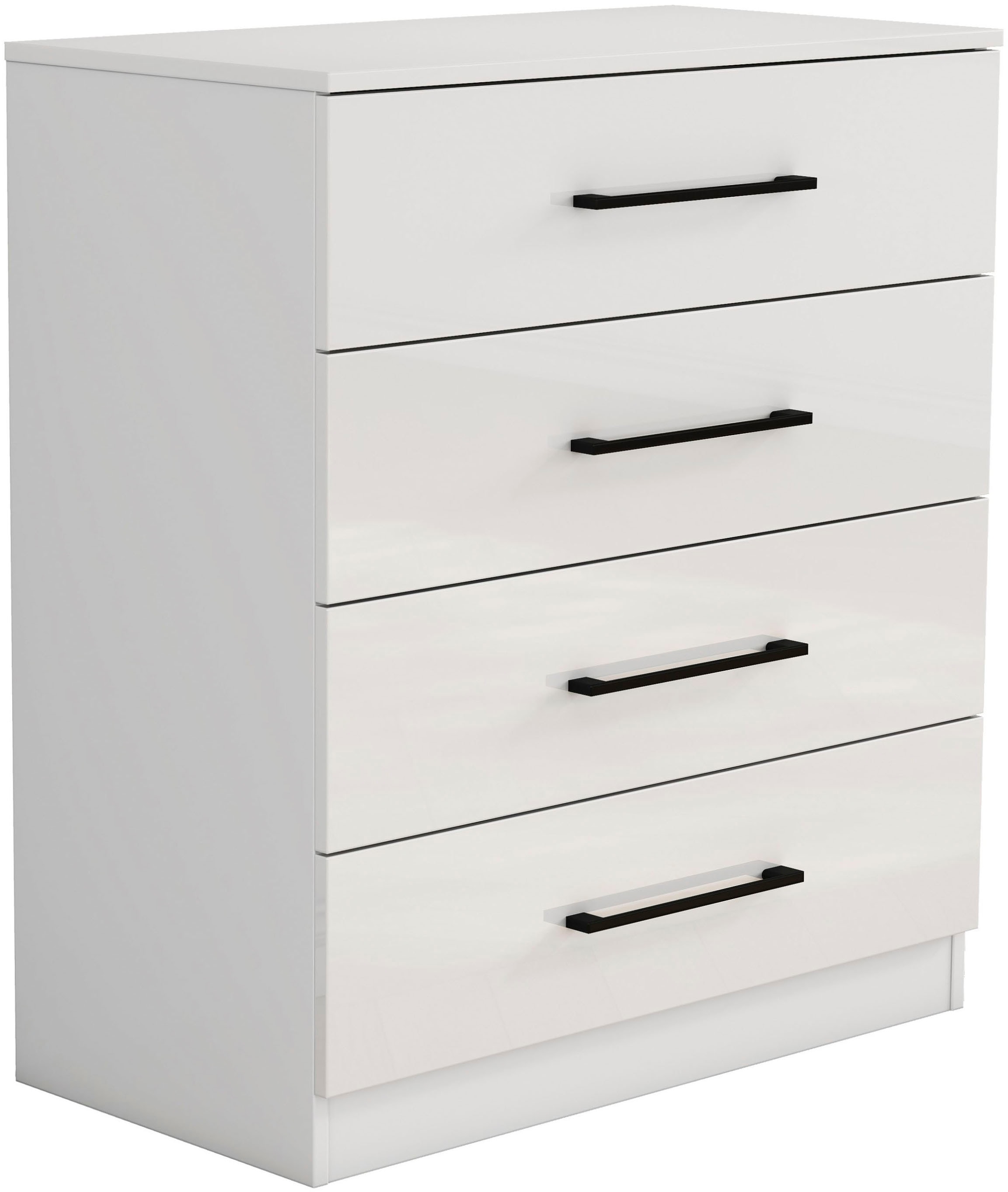 GOODproduct Schubkastenkommode »Sylt Schlafzimmerkommode Kommode Wäscheschrank Bestseller« Viel Stauraum im Schlafzimmer mit hochglänzenden Fronten, 1 Stk. tlg. Beistellschrank mit 4 Schubladen