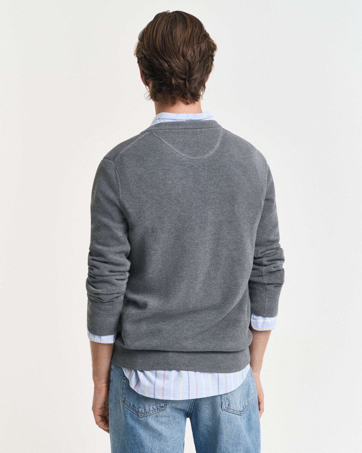 Gant Rundhalspullover »COTTON PIQUE C-NECK« mit Logostickerei auf der Brust