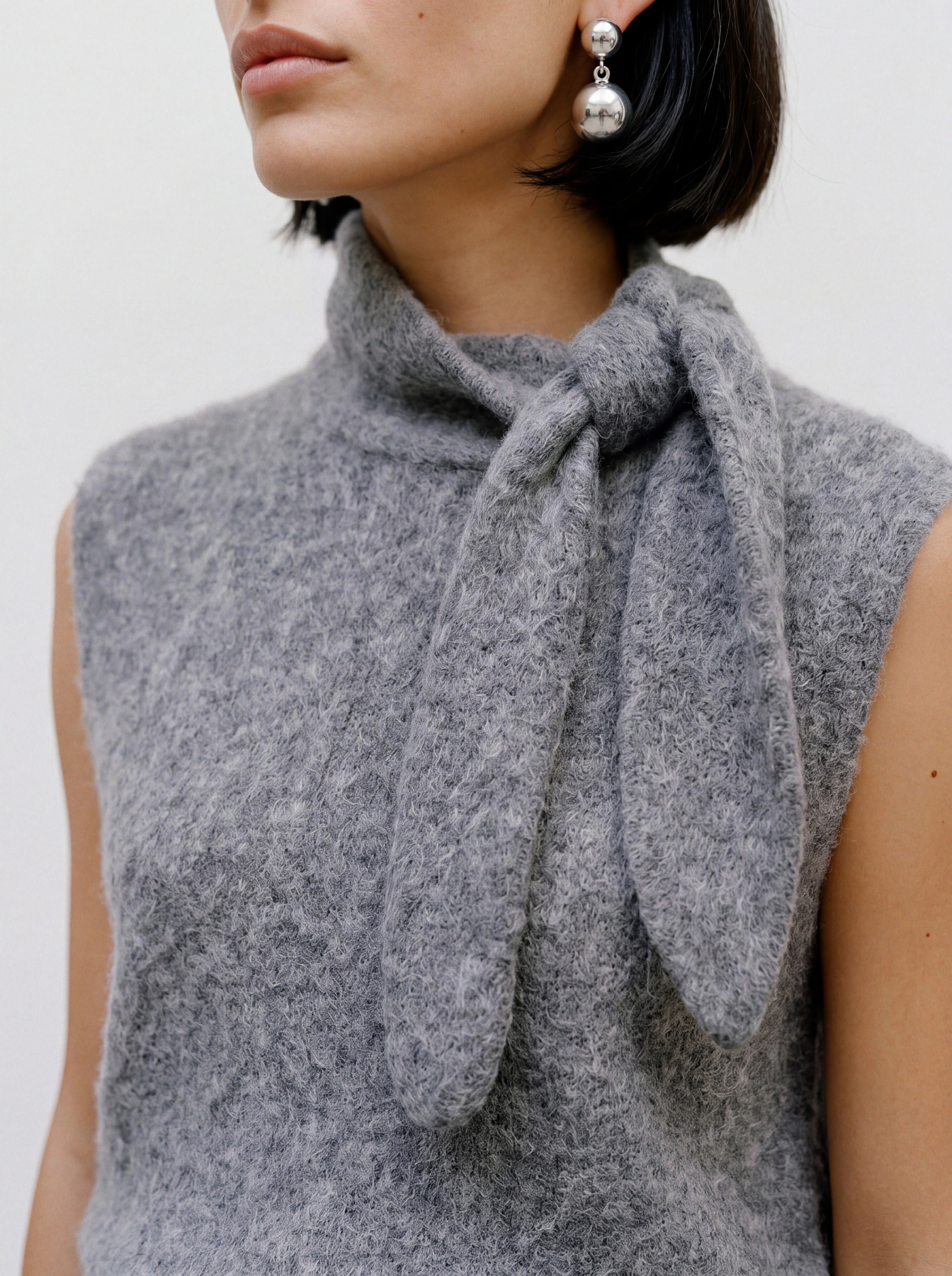 TOPSHOP Pull en tricot »TSCASSI KNITTED TIE NECK TOP KNT NOOS« mélange de matériaux, coupe normale