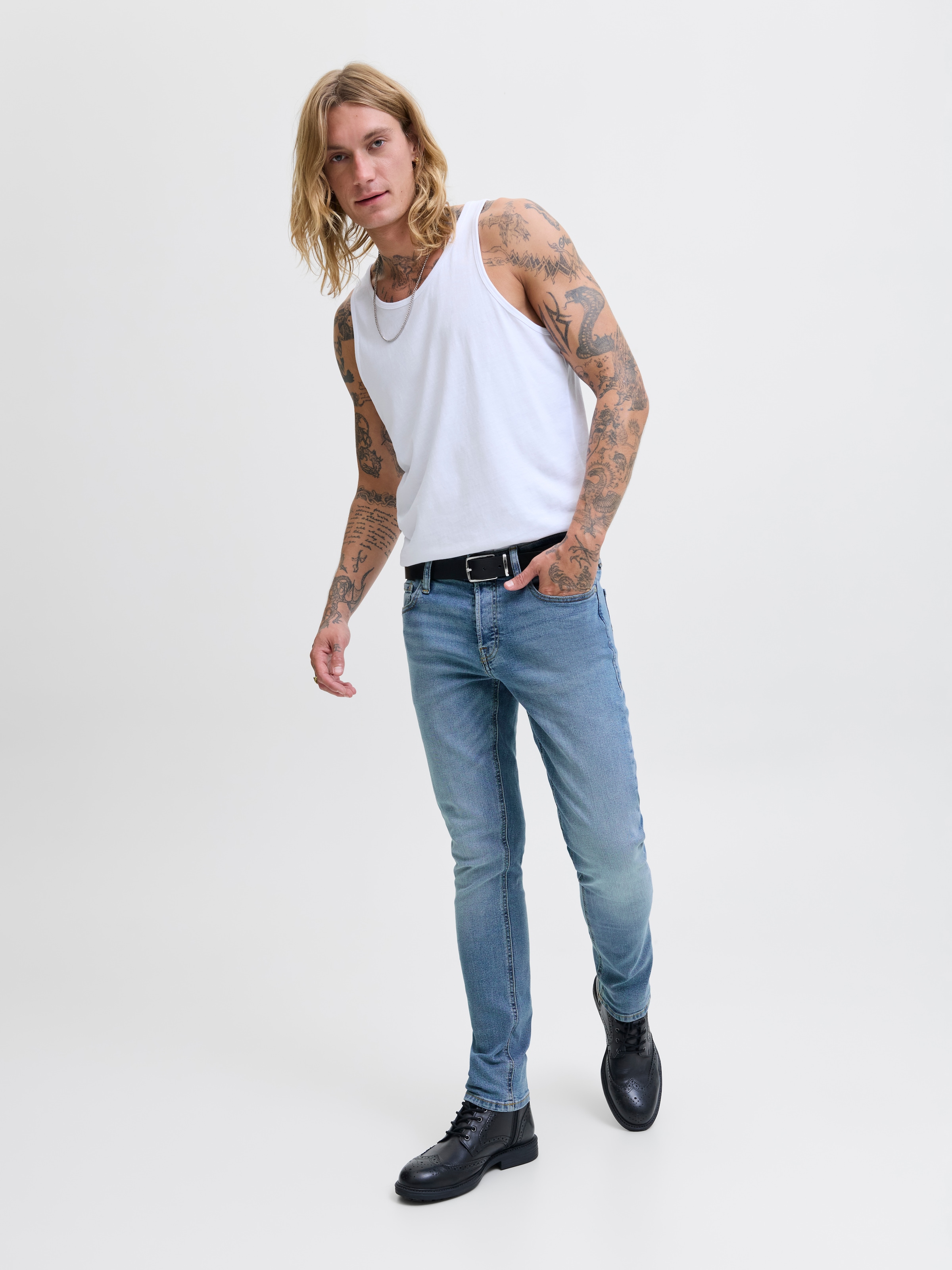 Jack & Jones »JJIGLENN Jeans mit schmaler Beinform und Stretch für Komfort« Denim/Jeans, modisch, slim fit, Baumwollmischung