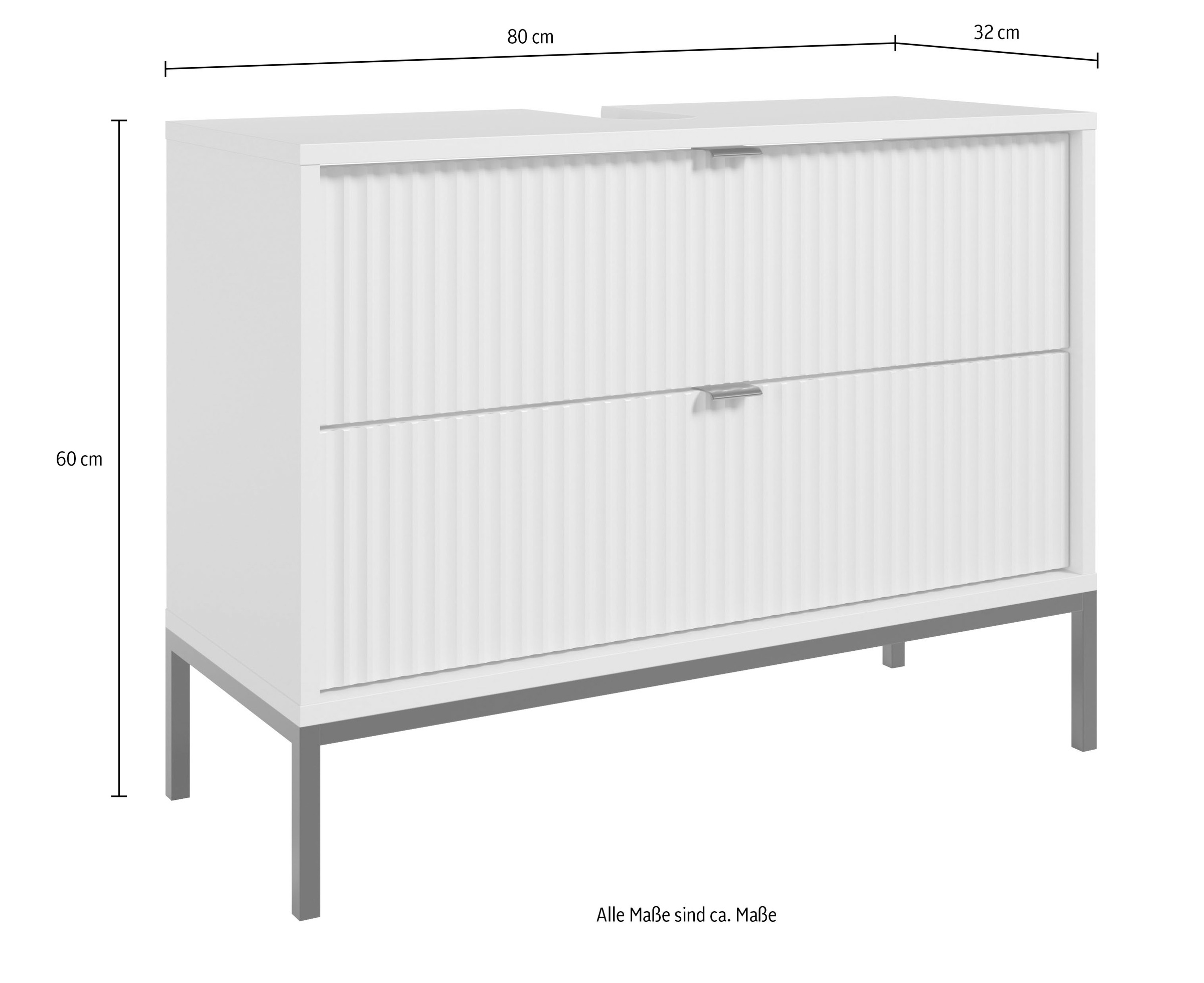 BASIC by Balculina Waschbeckenunterschrank »Lucera BxHxT 80x60x32 cm« 1 Stk. tlg. Breite 80cm, Unterflurauszug, Metallfüsse
