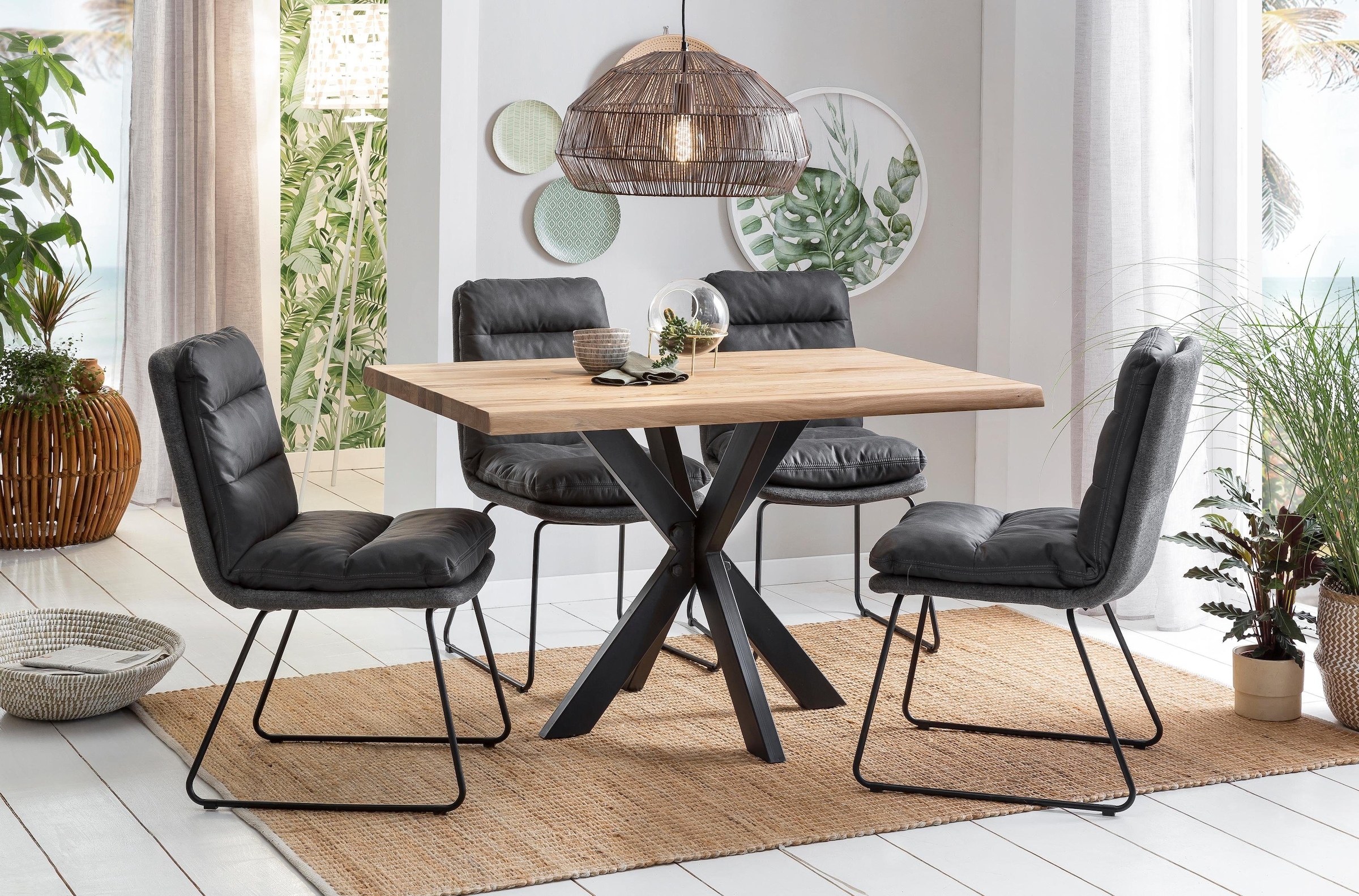 Home affaire Esstisch »Tristan« mit modernem Spider Gestell und Baumkante