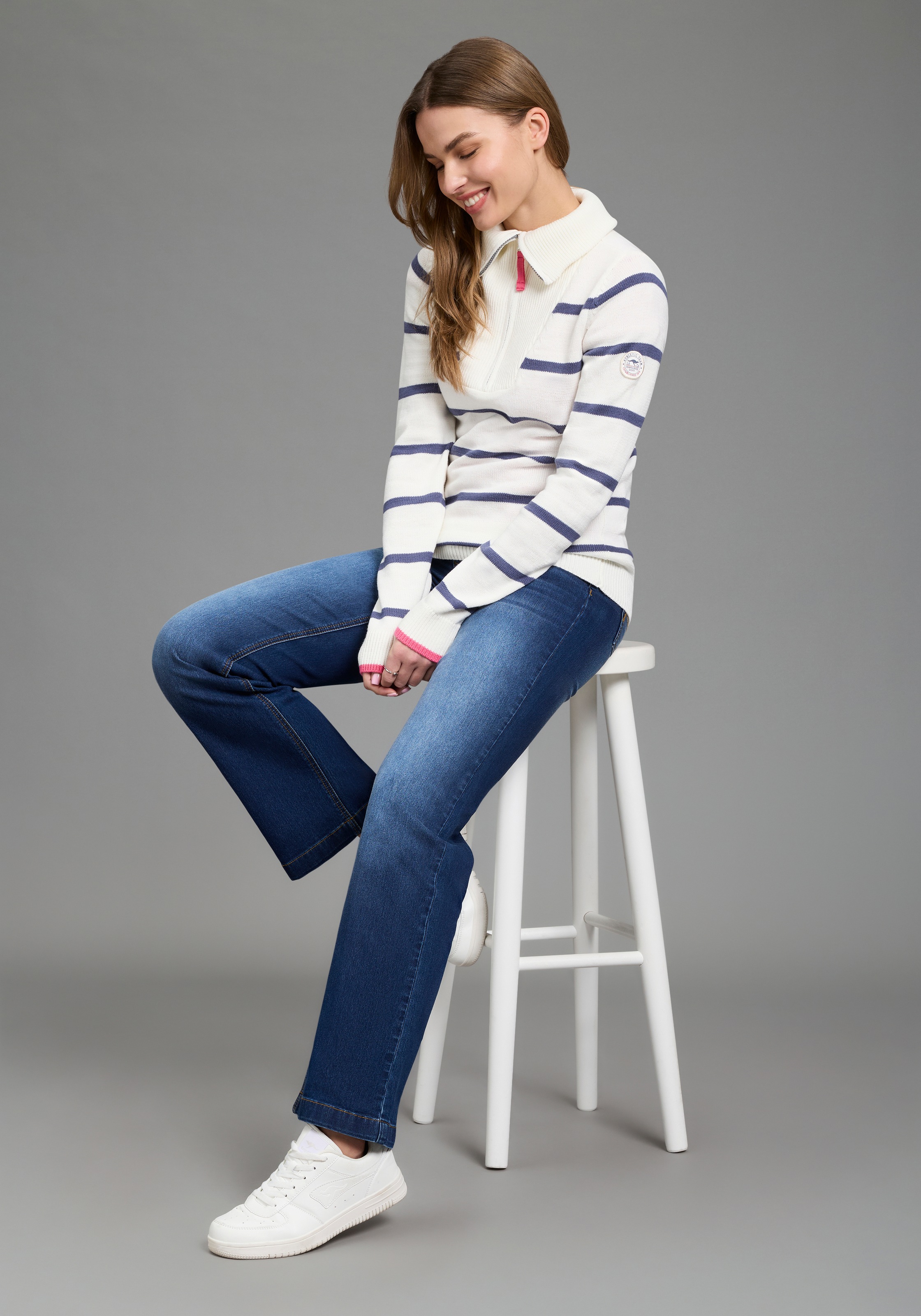 KangaROOS Troyer mit Reissverschluss im klassischen Streifen-Design