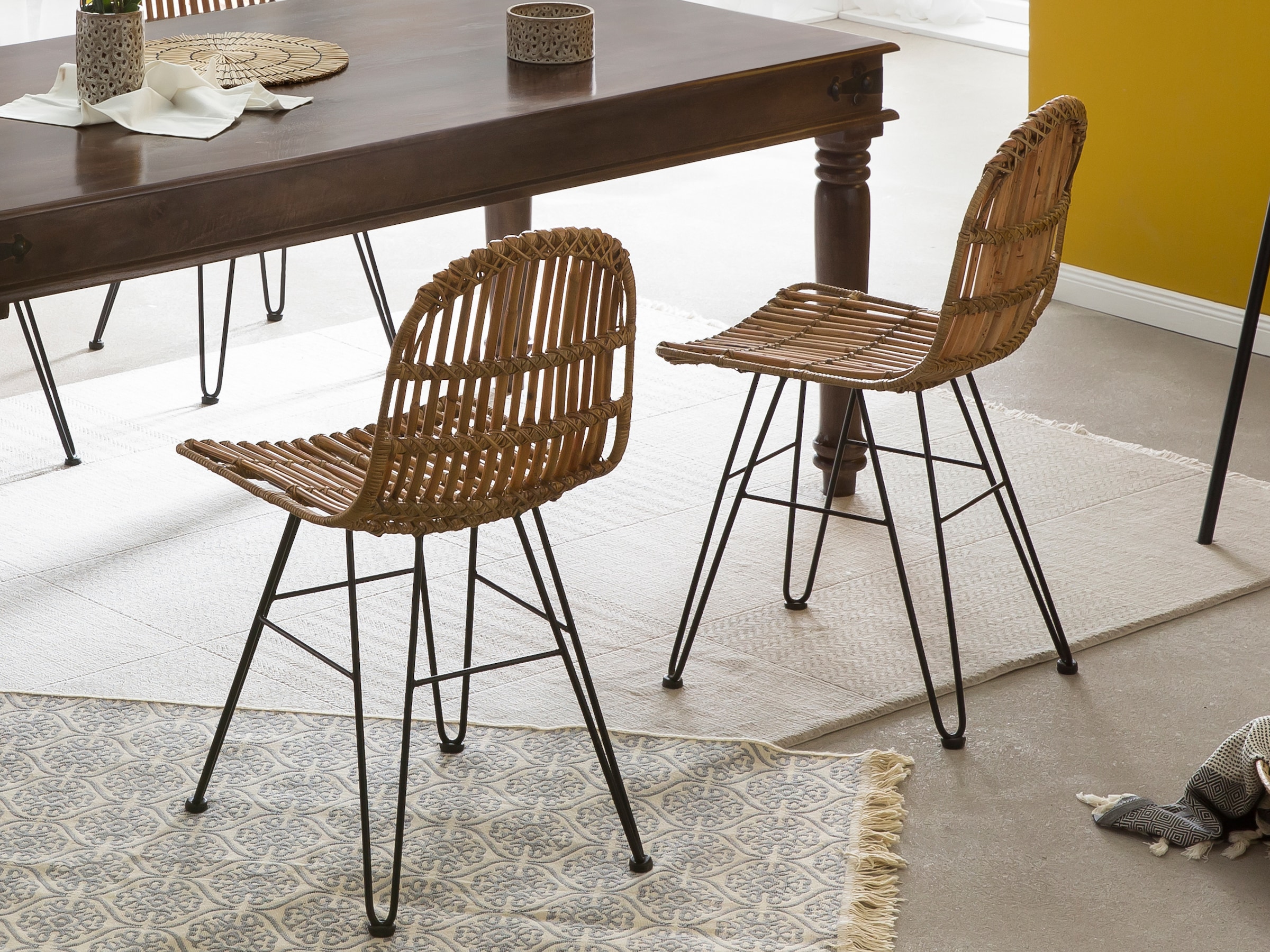 SIT Chaise en rotin () motif chevrons dans le dos