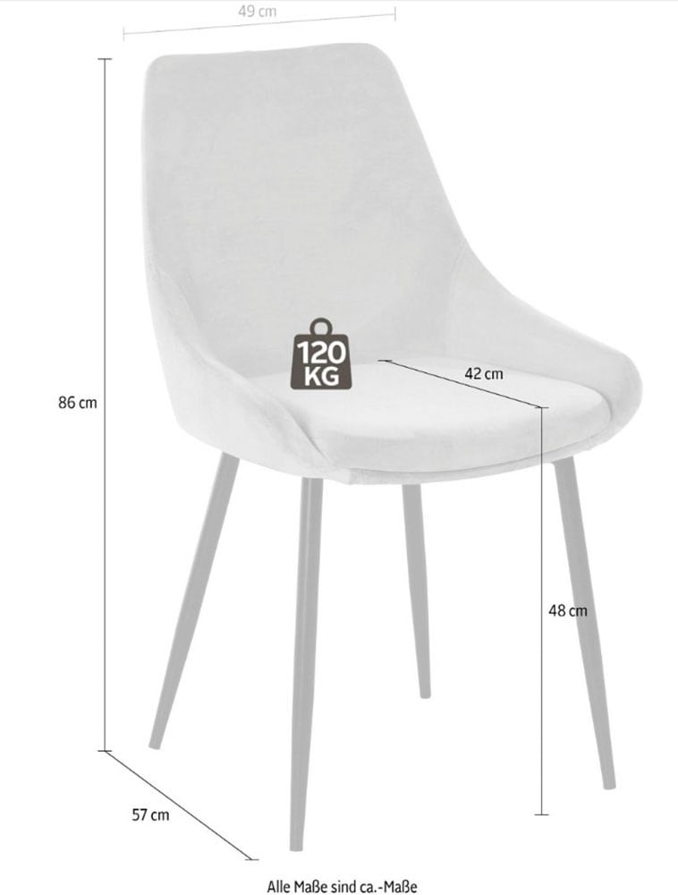 INOSIGN Esszimmerstuhl »Niam, Polsterstuhl« () 2er Set, schwarze Metallbeine, pflegeleichter Samtvelours Bezug