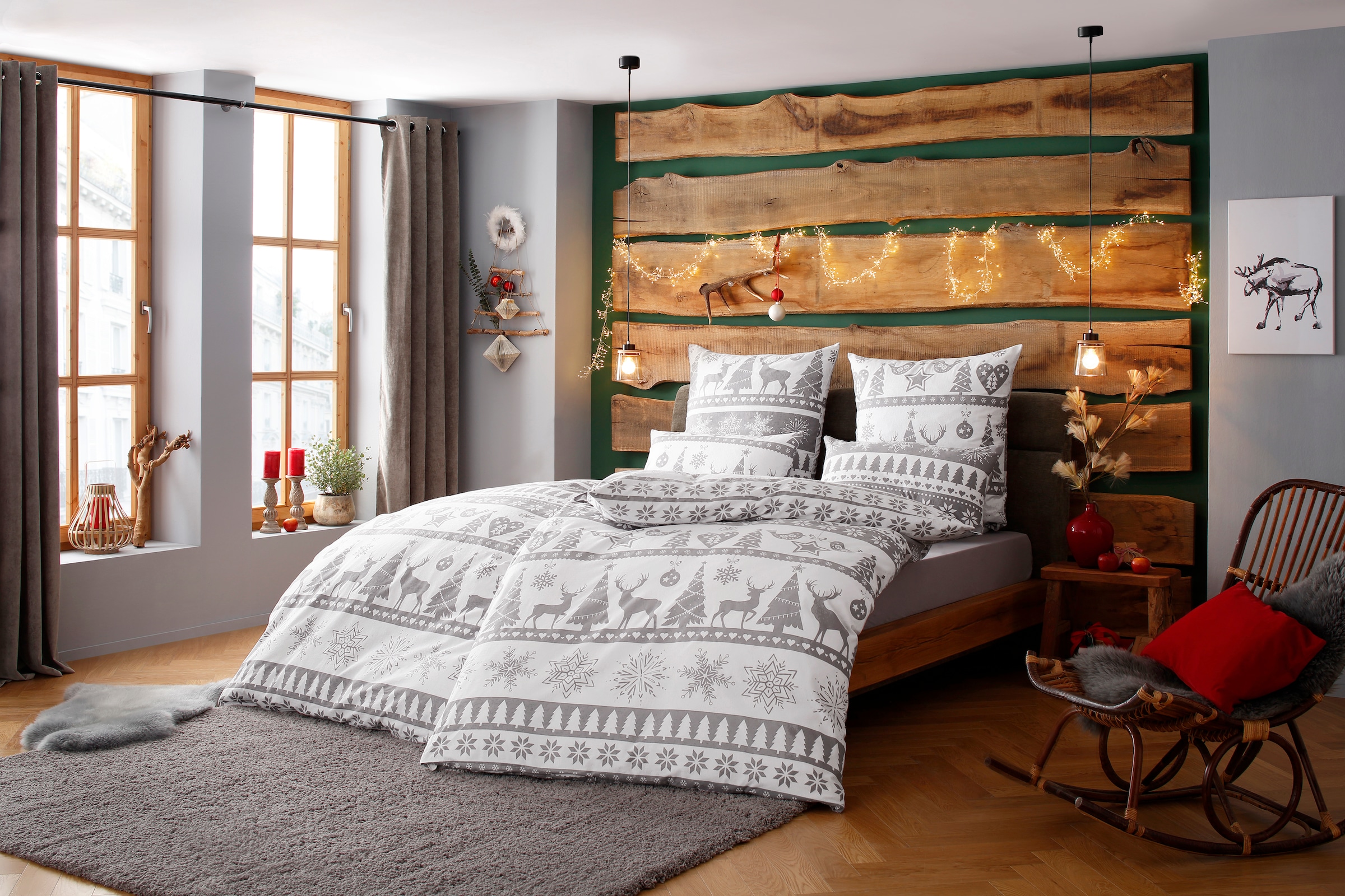 my home Bettwäsche »Sindbad in Gr. 135x200 oder 155x220 cm, ideal für Weihnachten« 2 tlg. Weihnachtsbettwäsche, Winter