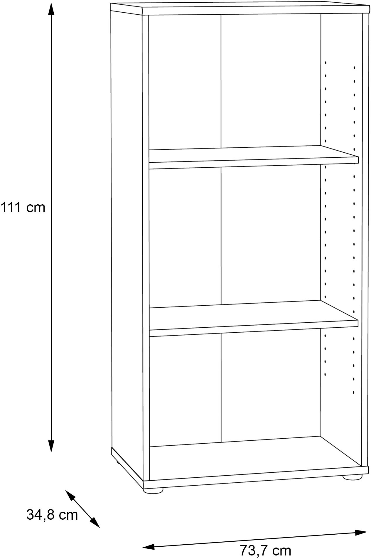 FORTE Étagère »Tempra, Mehrzweckregal schmal, Höhe 111,1cm, 2 Ablageböden« largeur 54 cm