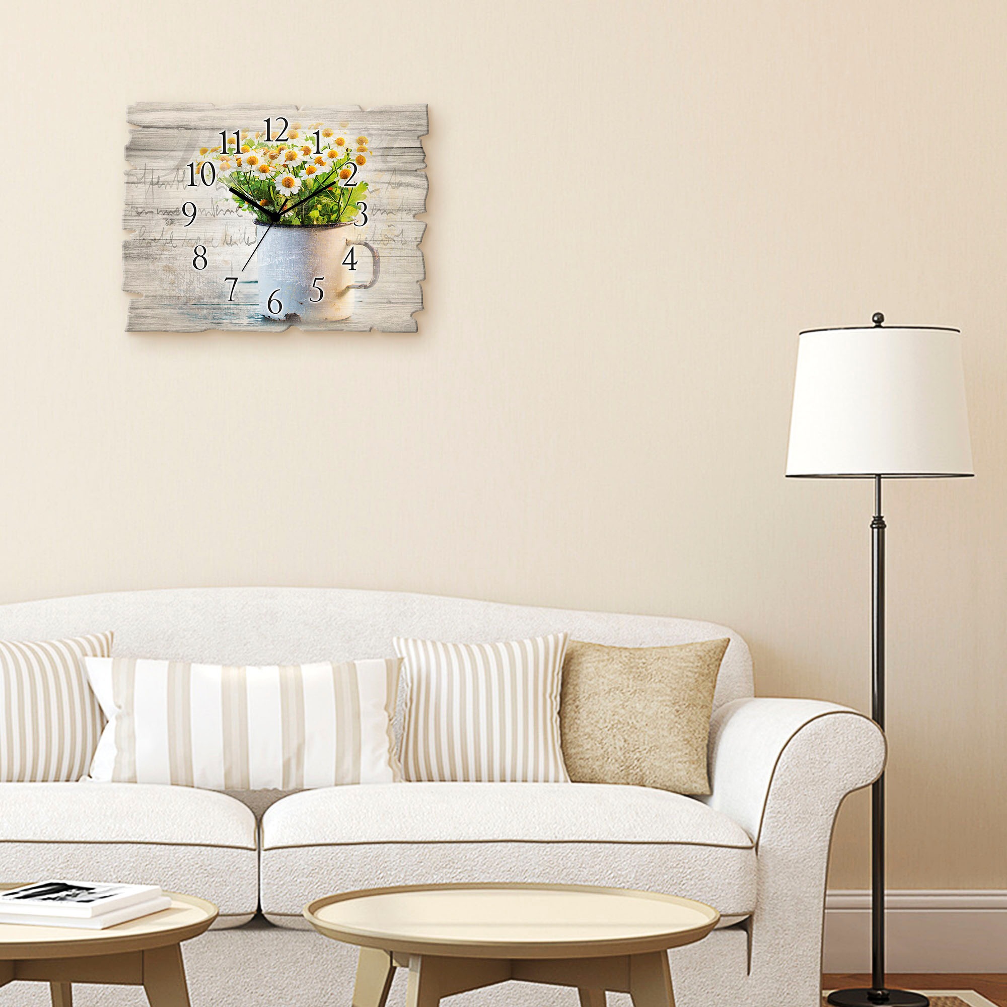 Artland Wanduhr »Frühlingsgarten mit Gänseblümchen« wahlweise mit  Quarz- oder Funkuhrwerk, lautlos ohne Tickgeräusche