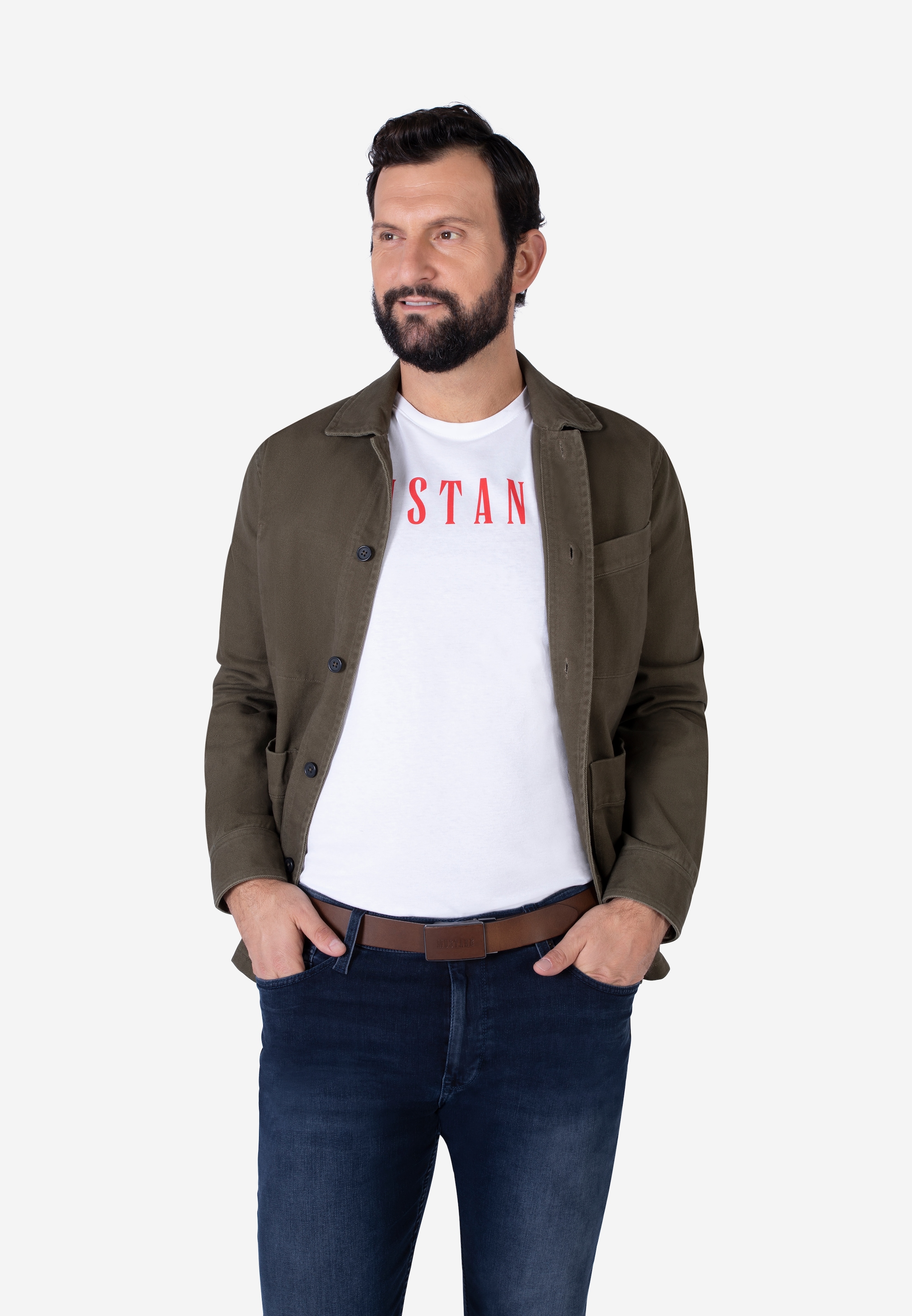 MUSTANG Ceinture en toile réglable »"Lucas"« 1 cuis Schliesse mit Logoschriftzug, modisch, 3,5 cm