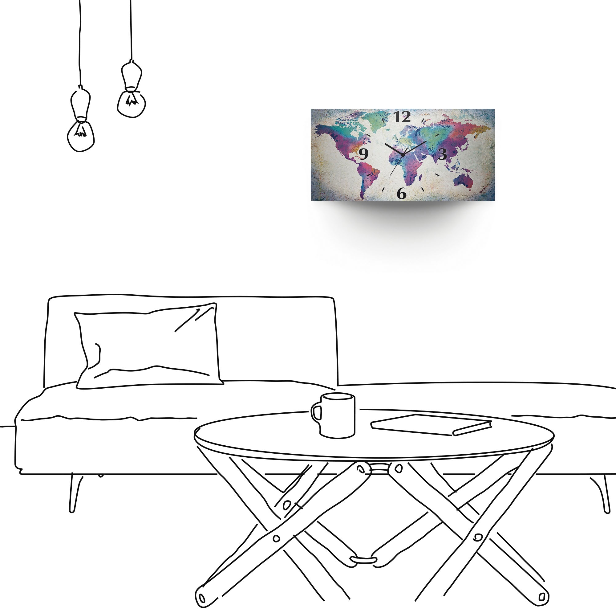 Artland Horloge murale »bunte Weltkarte« au choix avec mouvement quartz ou radio, silencieux sans tic-tac