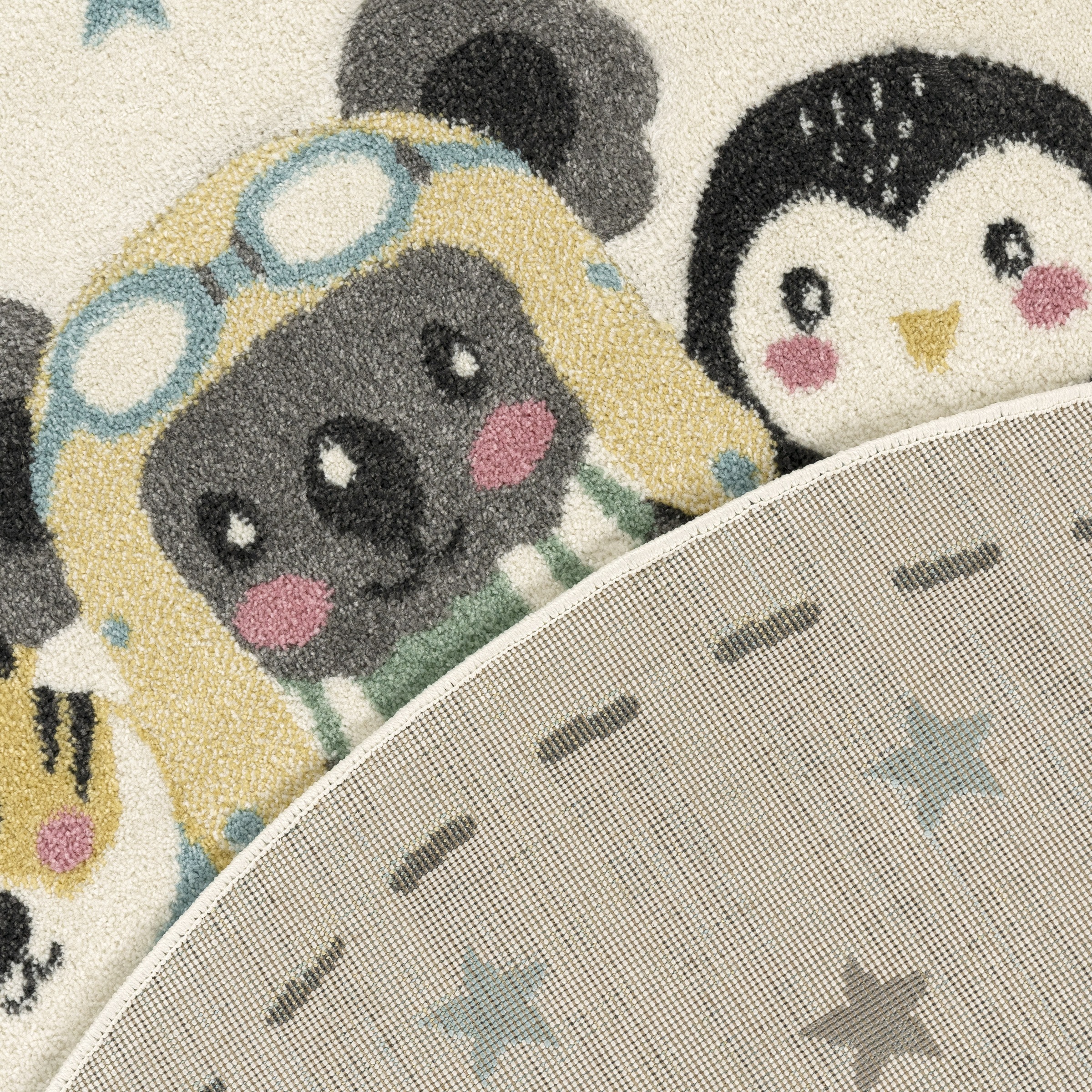 Paco Home Tapis pour enfants »Fino 332« Rond 16 mm Höhe 3D-Design, niedliches Tier Motiv, Pastell-Farben, Kinderzimmer