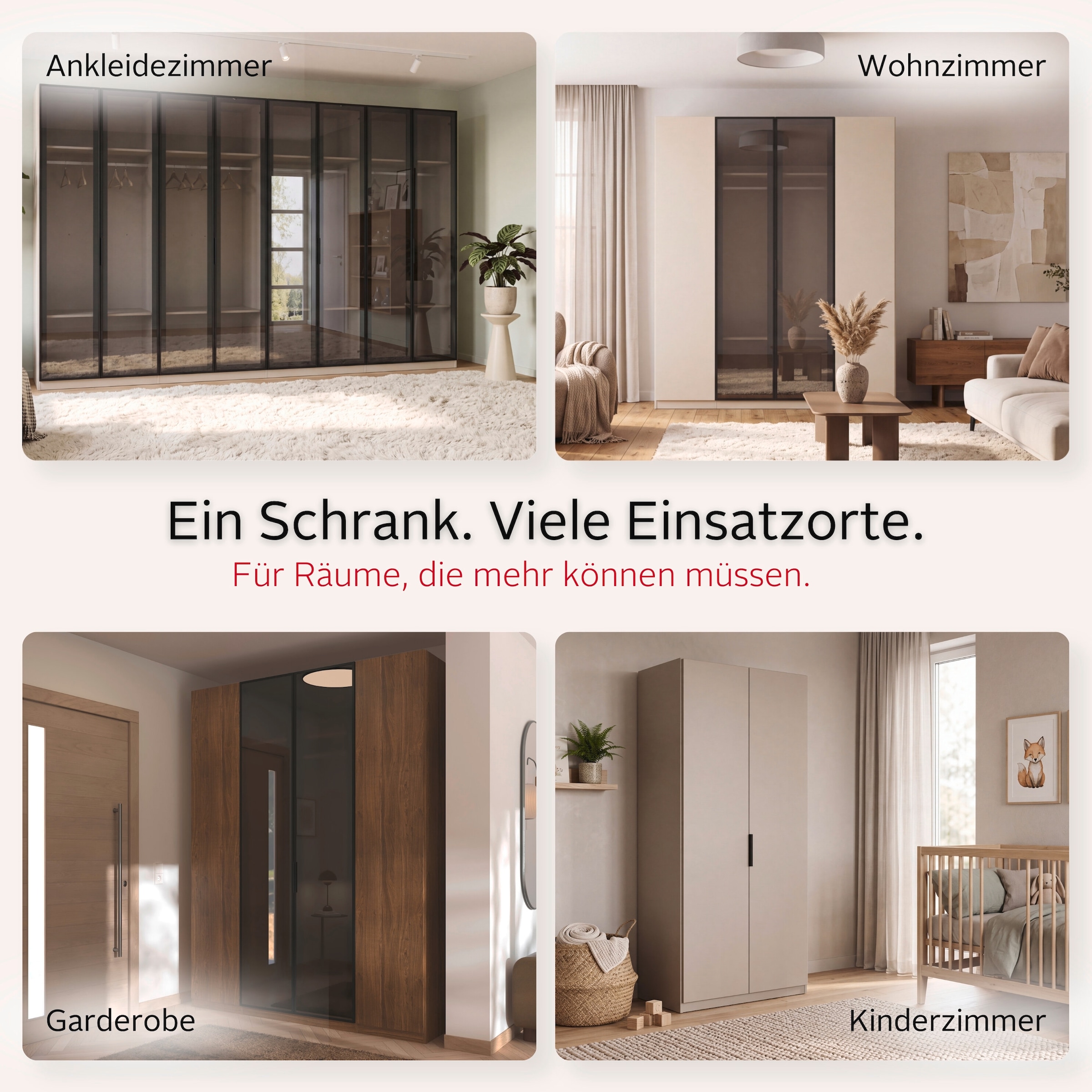 GOODproduct Kleiderschrank »Schrank Möbel Schlafzimmer Garderobe Mietswohnung WELTNEUHEIT NYLLA« PATENTIERTES SCHNELLMONTAGESYSTEM mit Glasrahmentüren MADE IN GERMANY
