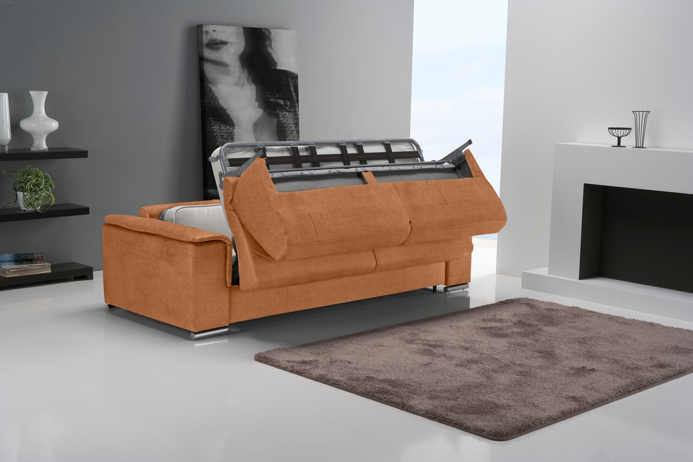 Egoitaliano Canapé-lit »Cecilia, modern & elegant, erstklassiger Sitzkomfort, Dauerschläfer« inkl. Matratze und hochwertigem Metallbettrahmen, toller Schlafkomfort