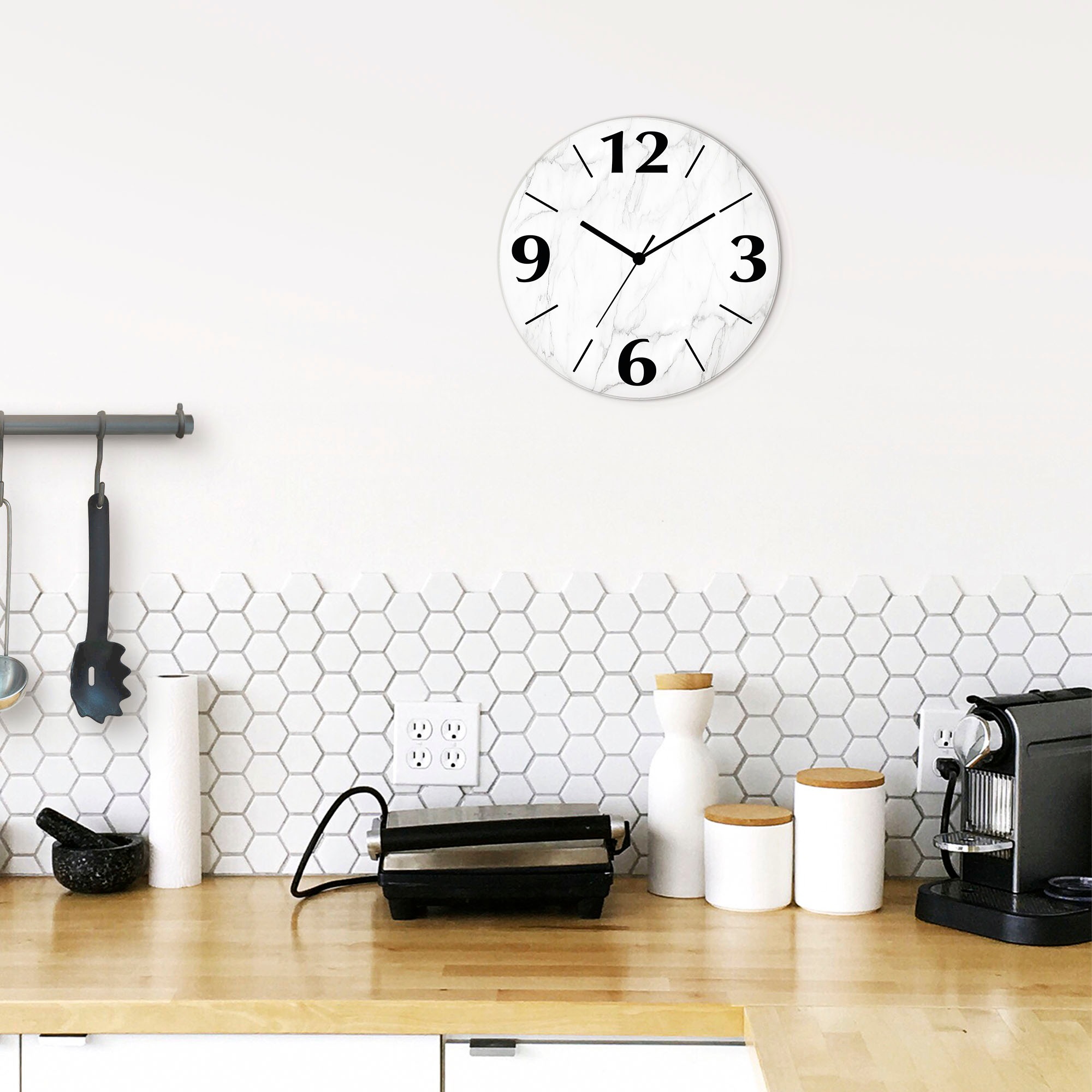 Artland Horloge murale »Weisse Marmor Textur« wahlweise mit Quarz- oder Funkuhrwerk, lautlos ohne Tickgeräusche