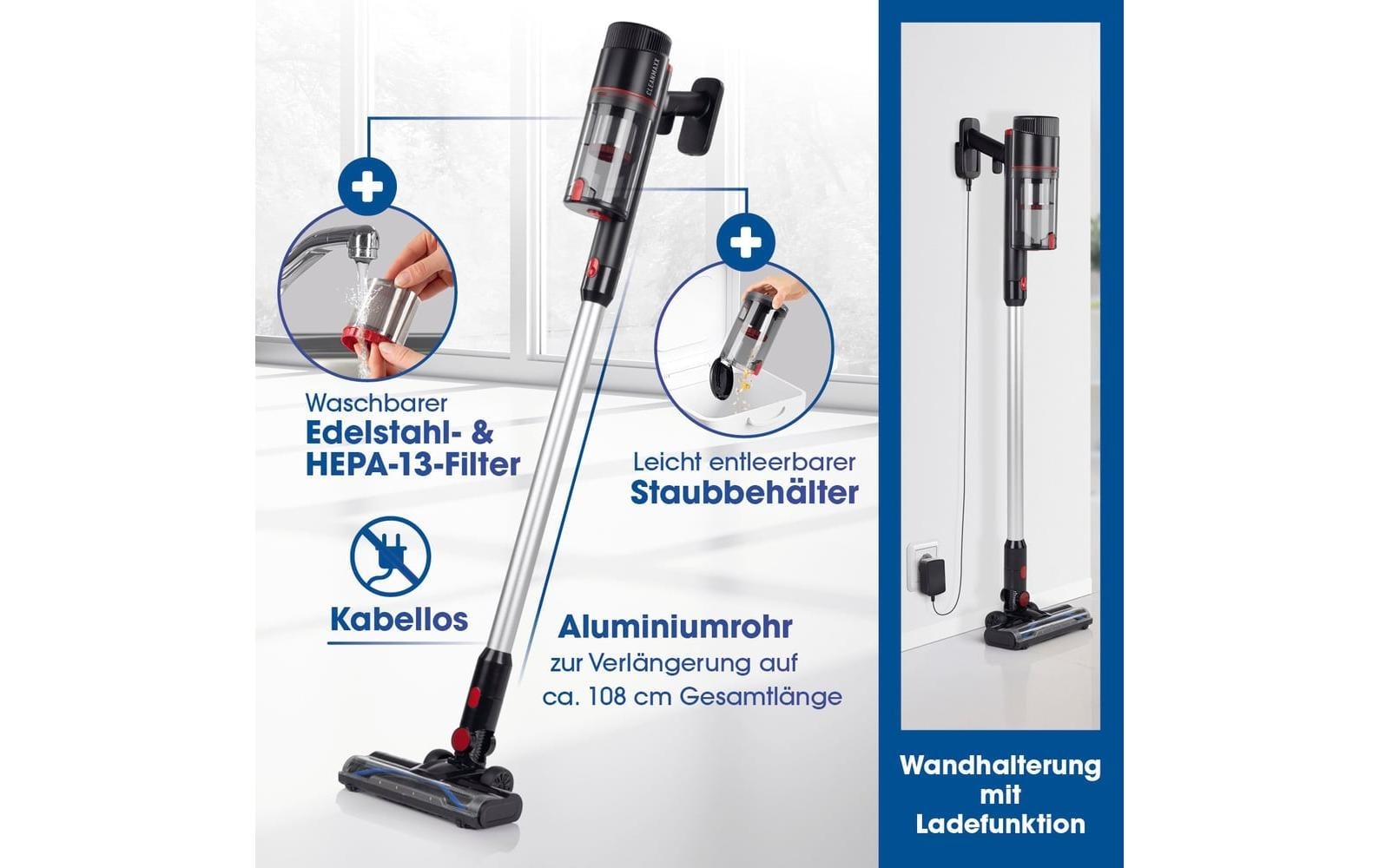 CLEANmaxx Akku-Hand-und Stielstaubsauger »CLEANmaxx Akku-Hand- und Stielsauger 600 W«