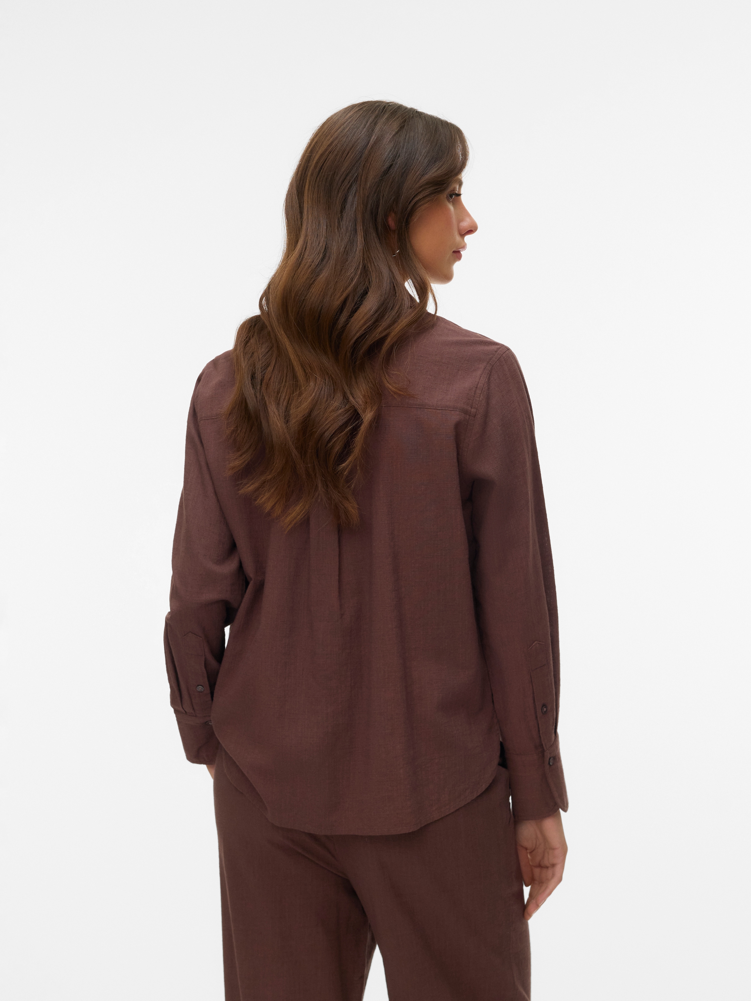 Vero Moda Blouse à manches longues »VMCAIA LS SHIRT WVN NOOS« Mélange coton, coupe régulière, avec lin