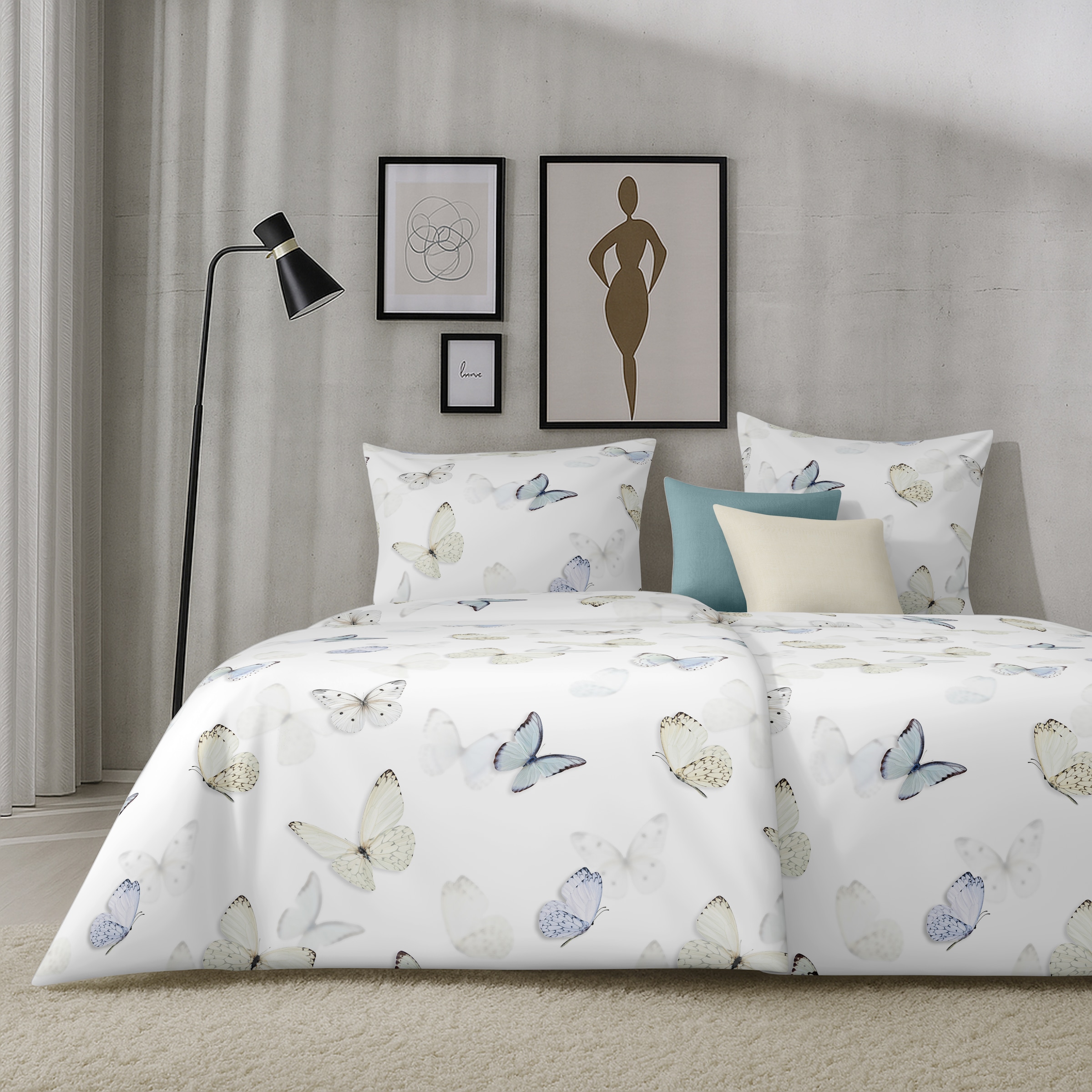 APELT Bettwäsche »Papillon« 2 tlg. Bettwäsche-Set mit Reissverschluss, Baumwoll-Satin, Digitaldruck